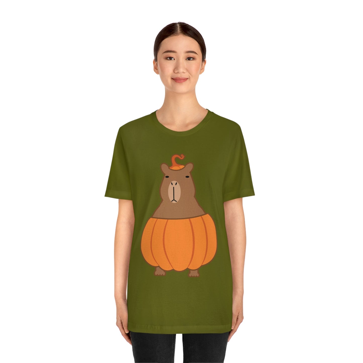 Halloween Capybara Cute October Pumpkin Art Unisex Jersey Short Sleeve T-Shirt Ichaku [Perfect Gifts Selection]