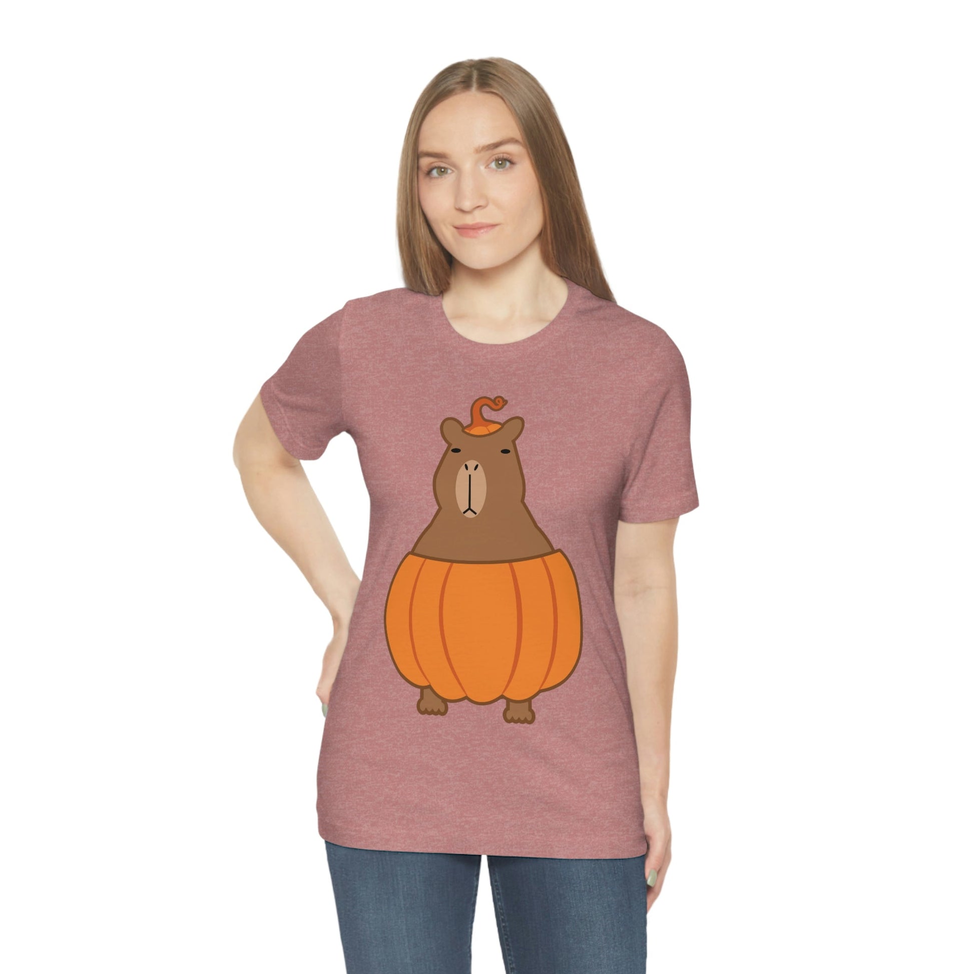 Halloween Capybara Cute October Pumpkin Art Unisex Jersey Short Sleeve T-Shirt Ichaku [Perfect Gifts Selection]