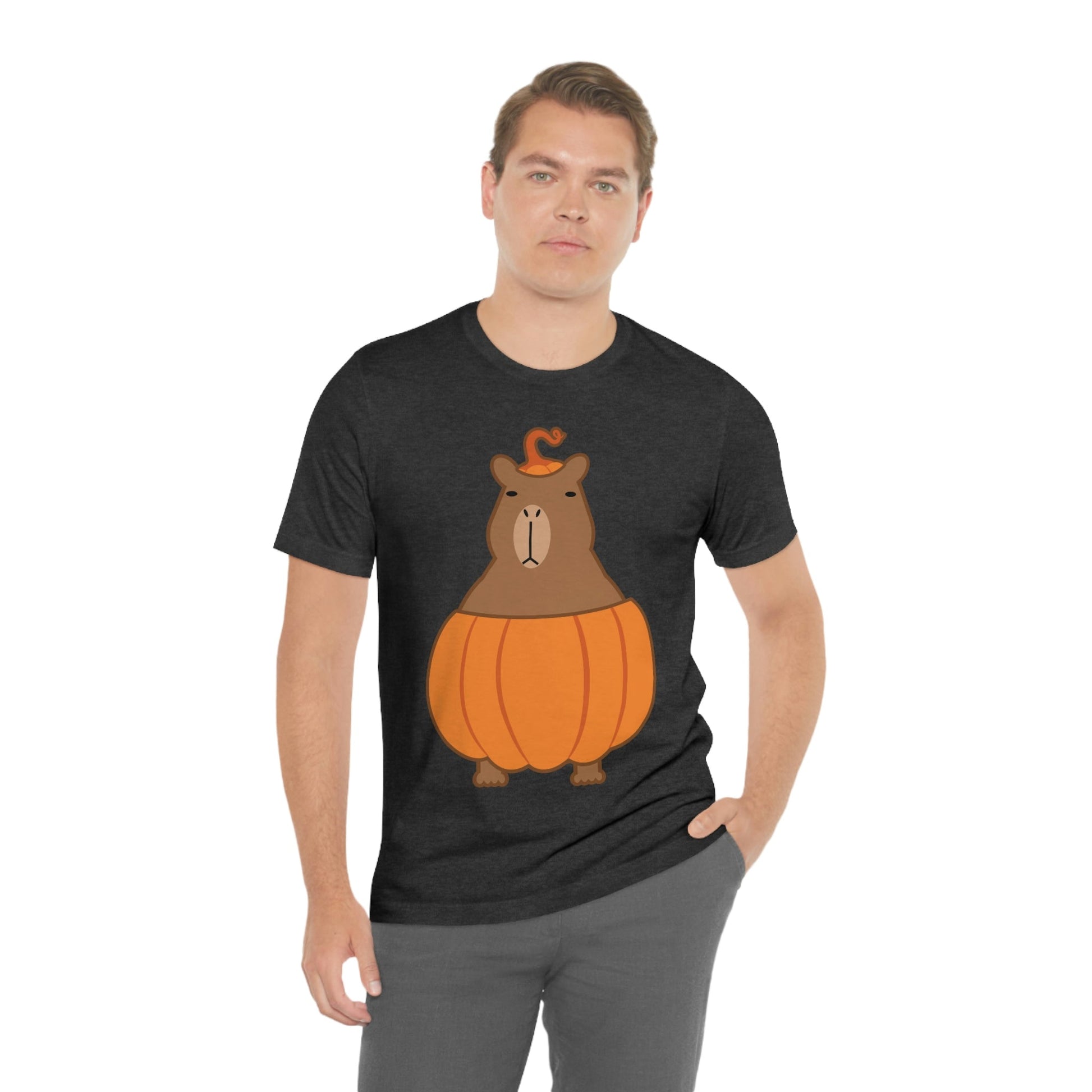 Halloween Capybara Cute October Pumpkin Art Unisex Jersey Short Sleeve T-Shirt Ichaku [Perfect Gifts Selection]