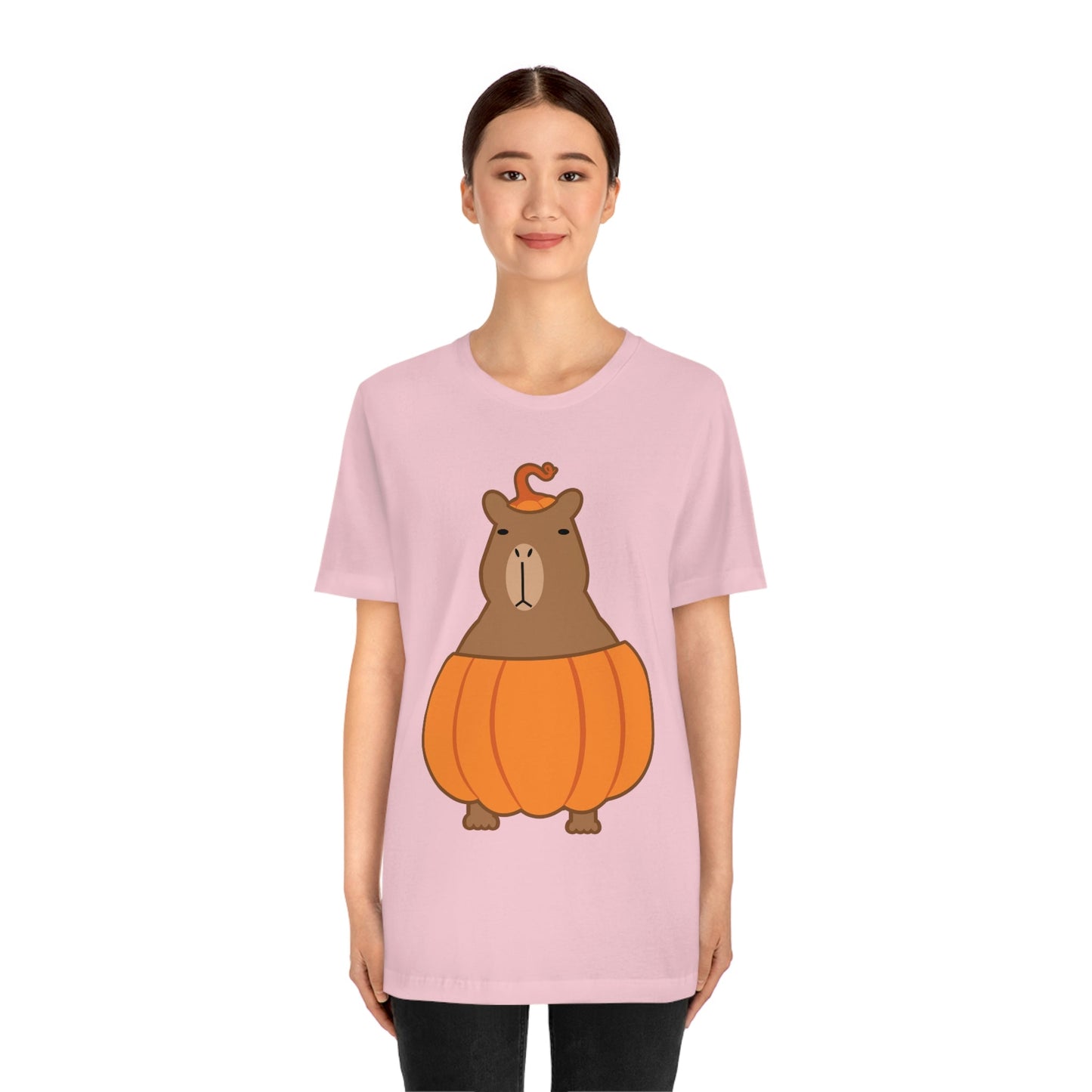 Halloween Capybara Cute October Pumpkin Art Unisex Jersey Short Sleeve T-Shirt Ichaku [Perfect Gifts Selection]