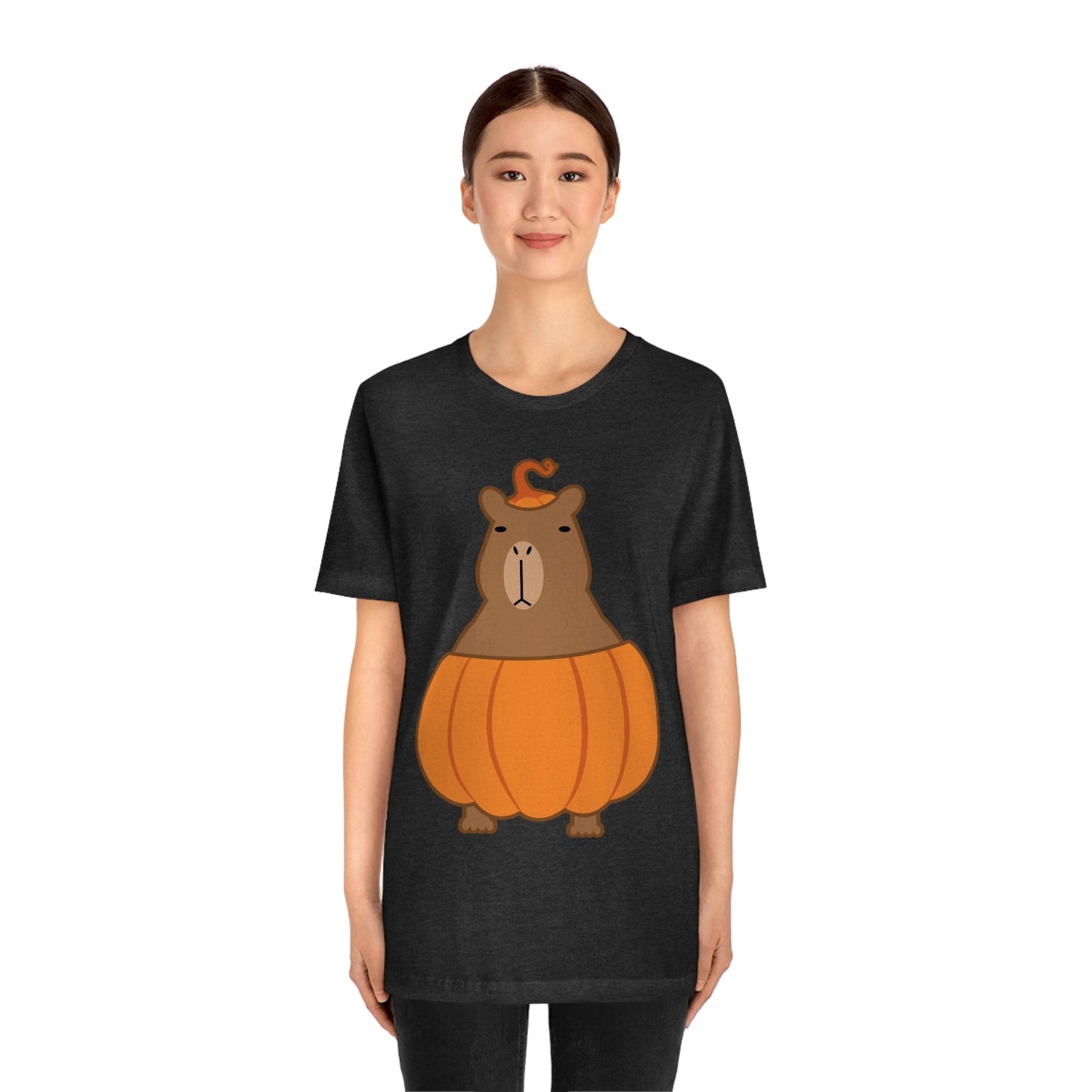 Halloween Capybara Cute October Pumpkin Art Unisex Jersey Short Sleeve T-Shirt Ichaku [Perfect Gifts Selection]