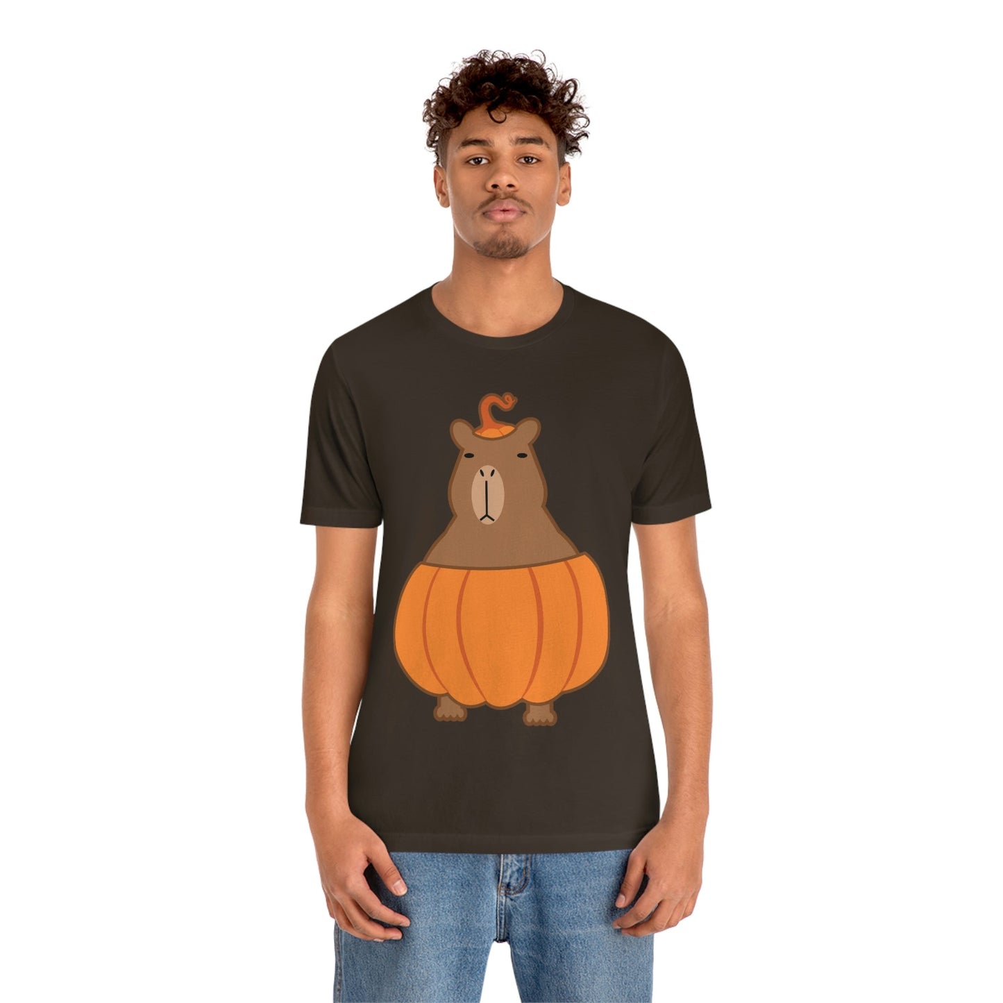 Halloween Capybara Cute October Pumpkin Art Unisex Jersey Short Sleeve T-Shirt Ichaku [Perfect Gifts Selection]