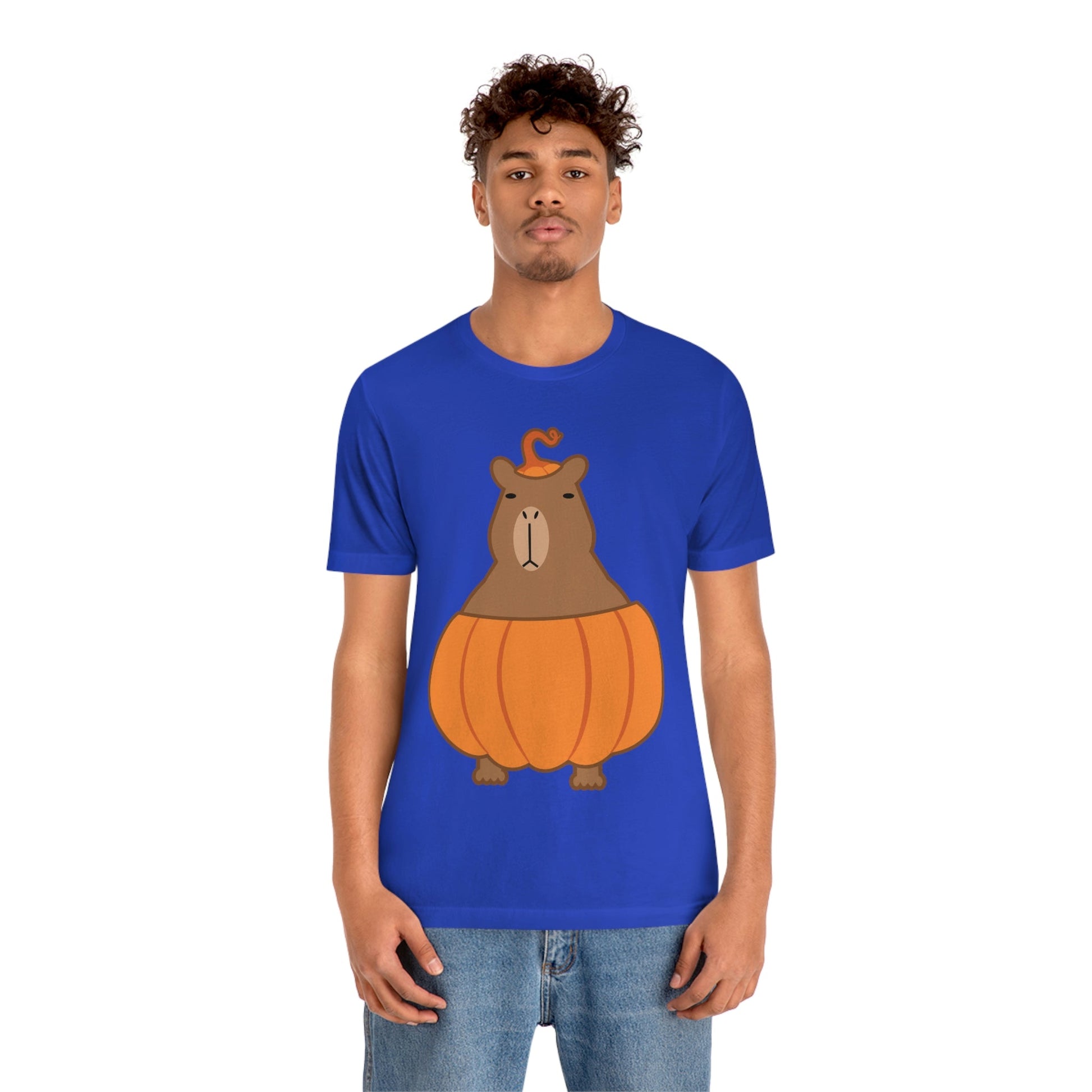 Halloween Capybara Cute October Pumpkin Art Unisex Jersey Short Sleeve T-Shirt Ichaku [Perfect Gifts Selection]