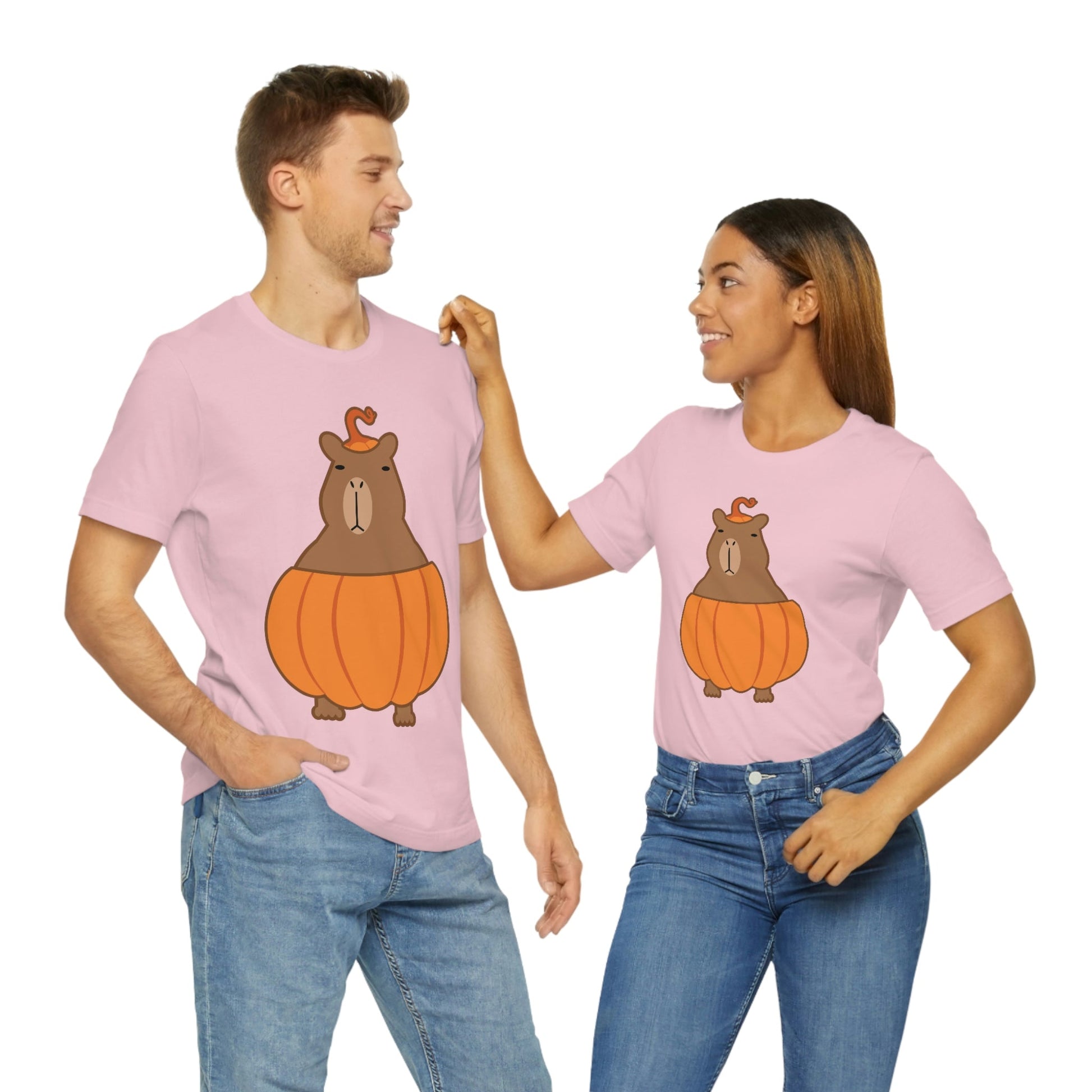 Halloween Capybara Cute October Pumpkin Art Unisex Jersey Short Sleeve T-Shirt Ichaku [Perfect Gifts Selection]