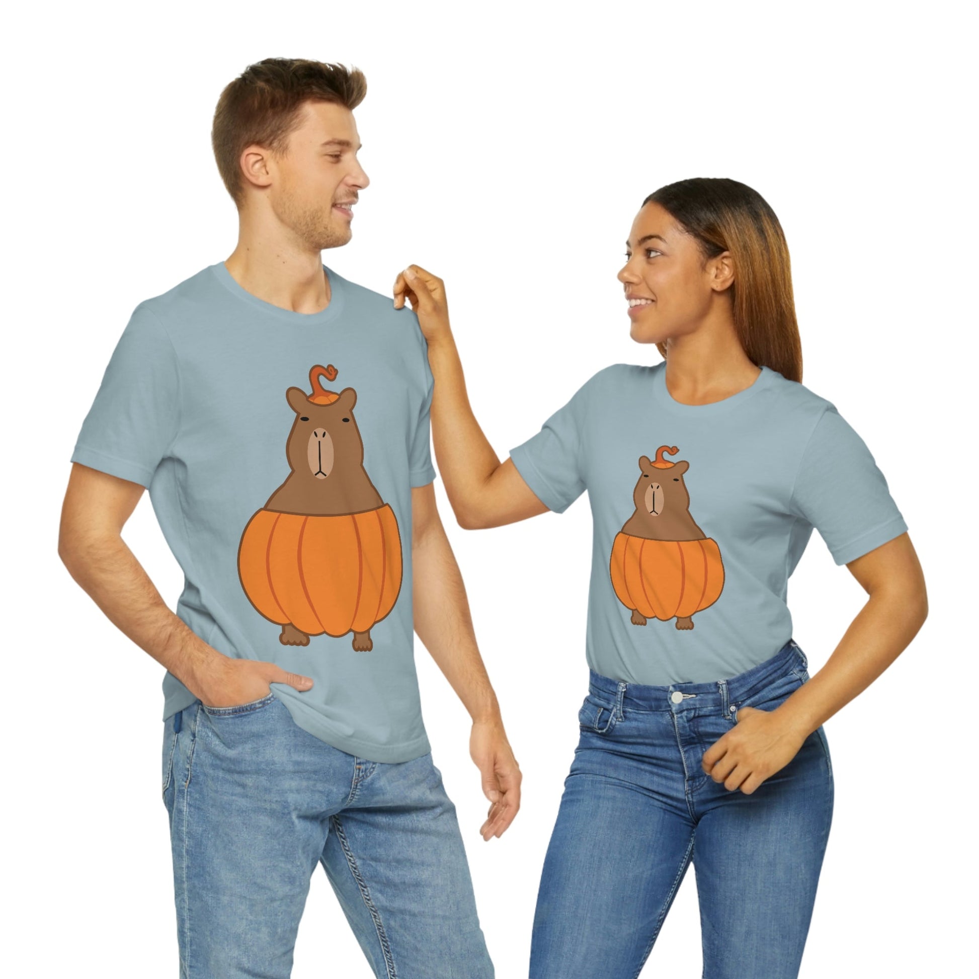 Halloween Capybara Cute October Pumpkin Art Unisex Jersey Short Sleeve T-Shirt Ichaku [Perfect Gifts Selection]
