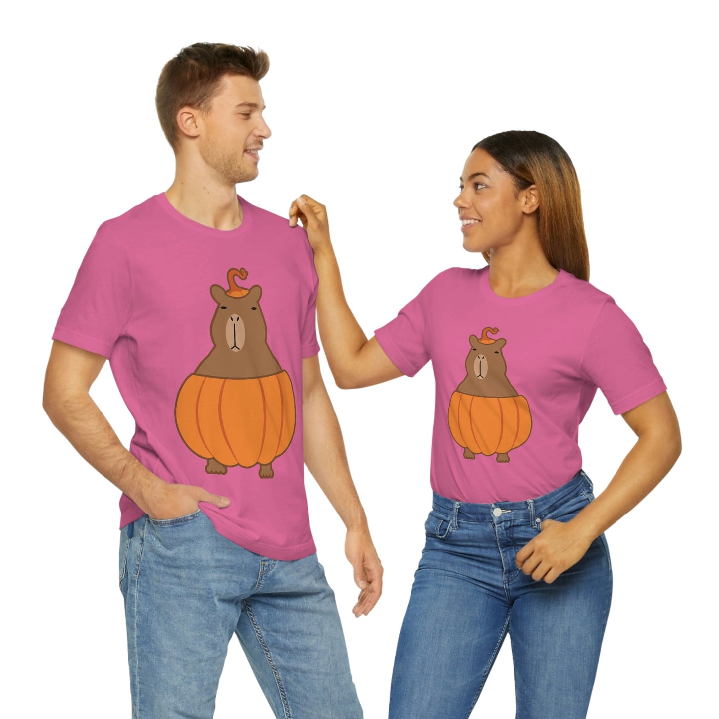 Halloween Capybara Cute October Pumpkin Art Unisex Jersey Short Sleeve T-Shirt Ichaku [Perfect Gifts Selection]