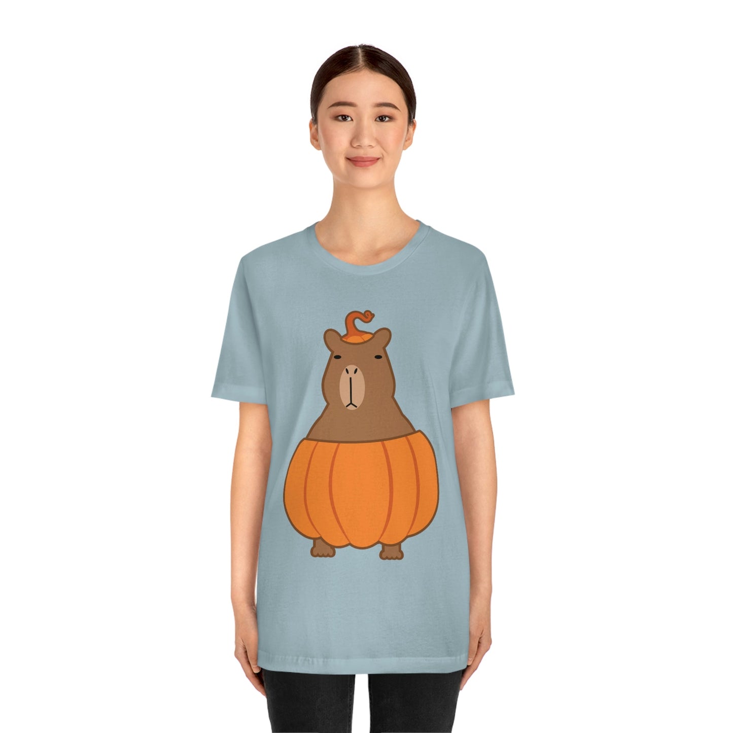 Halloween Capybara Cute October Pumpkin Art Unisex Jersey Short Sleeve T-Shirt Ichaku [Perfect Gifts Selection]