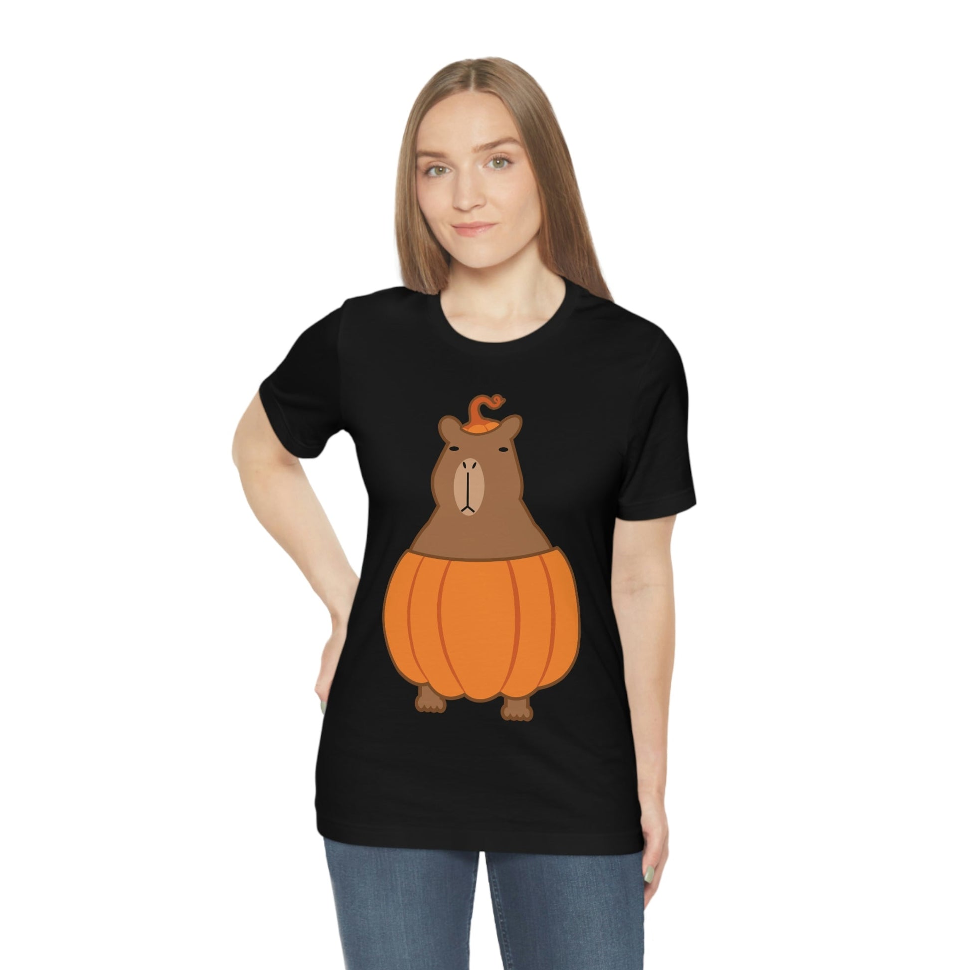 Halloween Capybara Cute October Pumpkin Art Unisex Jersey Short Sleeve T-Shirt Ichaku [Perfect Gifts Selection]