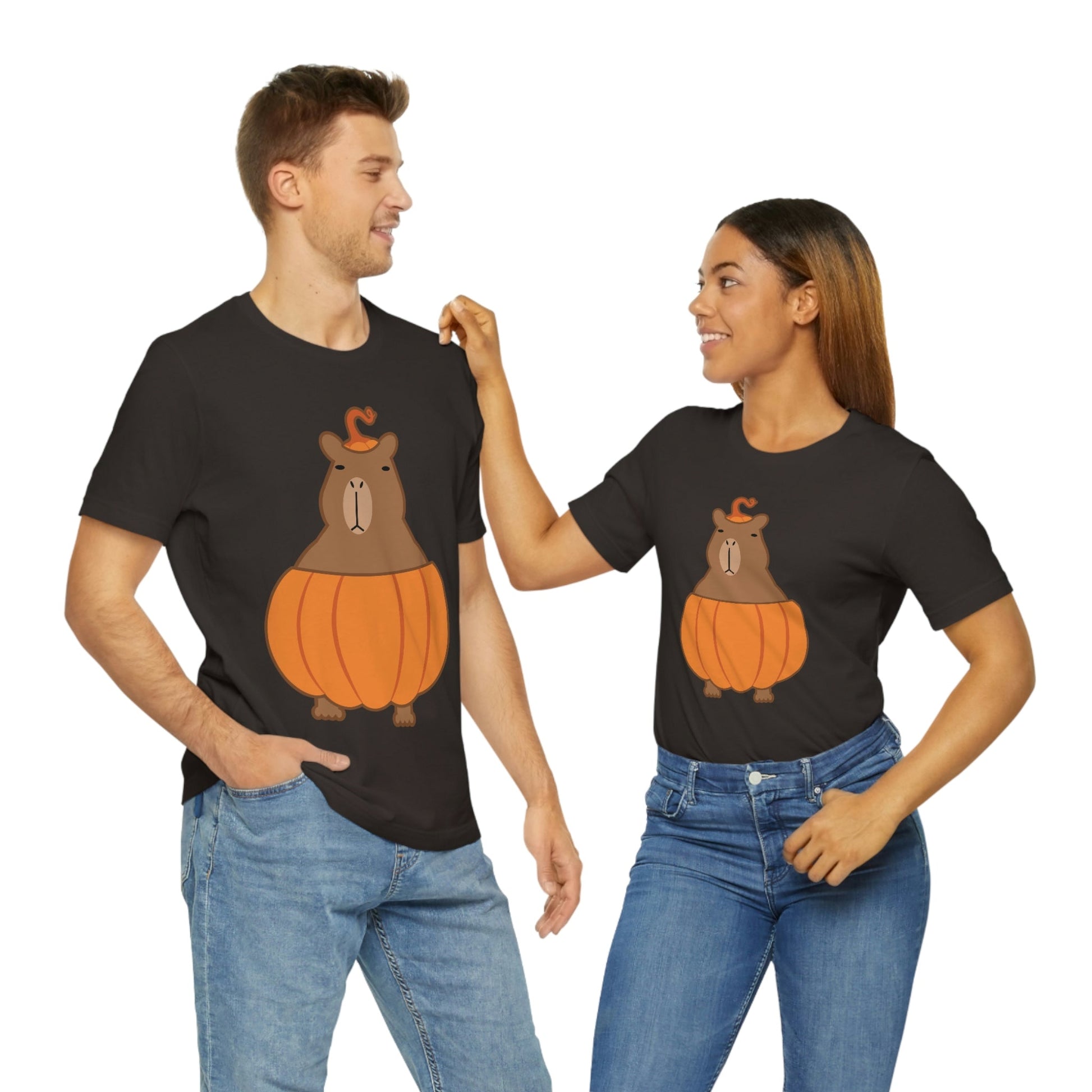 Halloween Capybara Cute October Pumpkin Art Unisex Jersey Short Sleeve T-Shirt Ichaku [Perfect Gifts Selection]