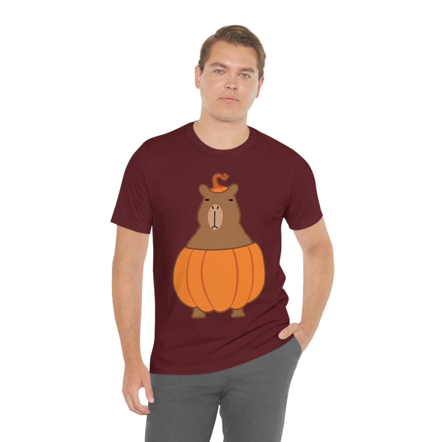 Halloween Capybara Cute October Pumpkin Art Unisex Jersey Short Sleeve T-Shirt Ichaku [Perfect Gifts Selection]