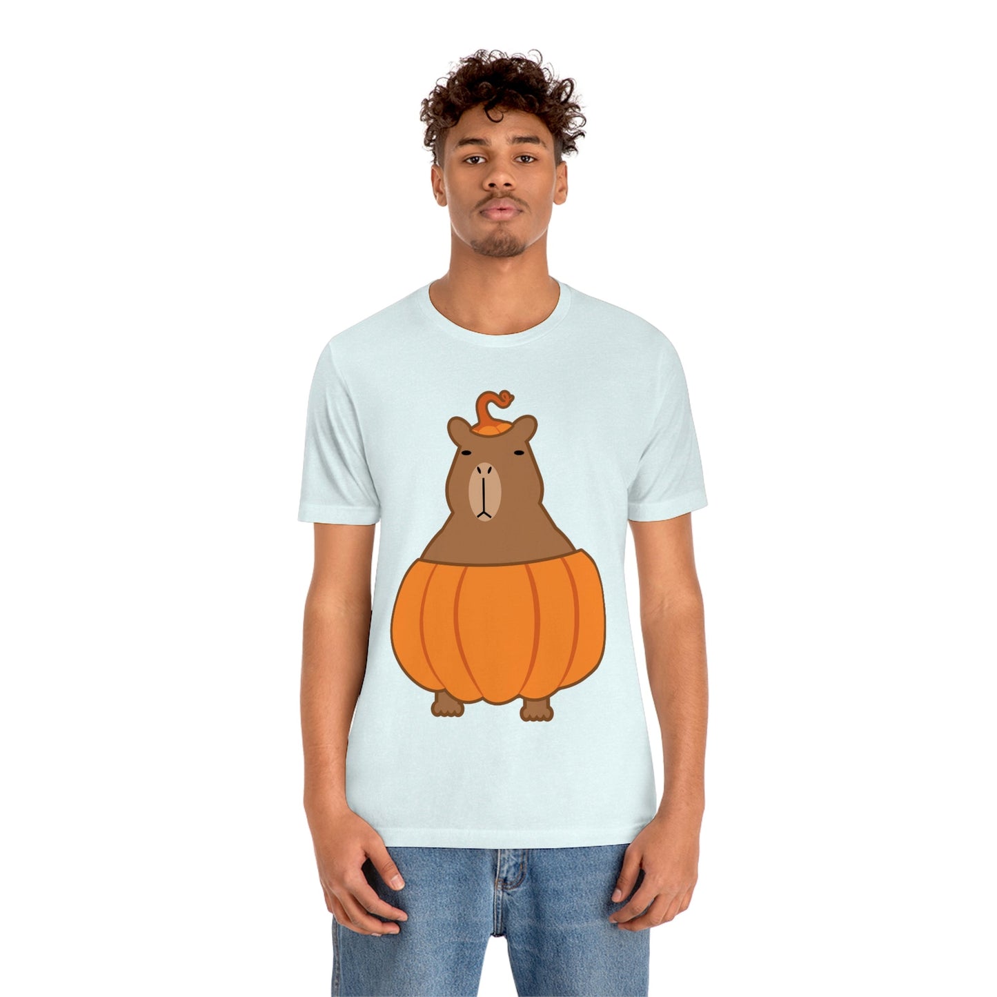 Halloween Capybara Cute October Pumpkin Art Unisex Jersey Short Sleeve T-Shirt Ichaku [Perfect Gifts Selection]