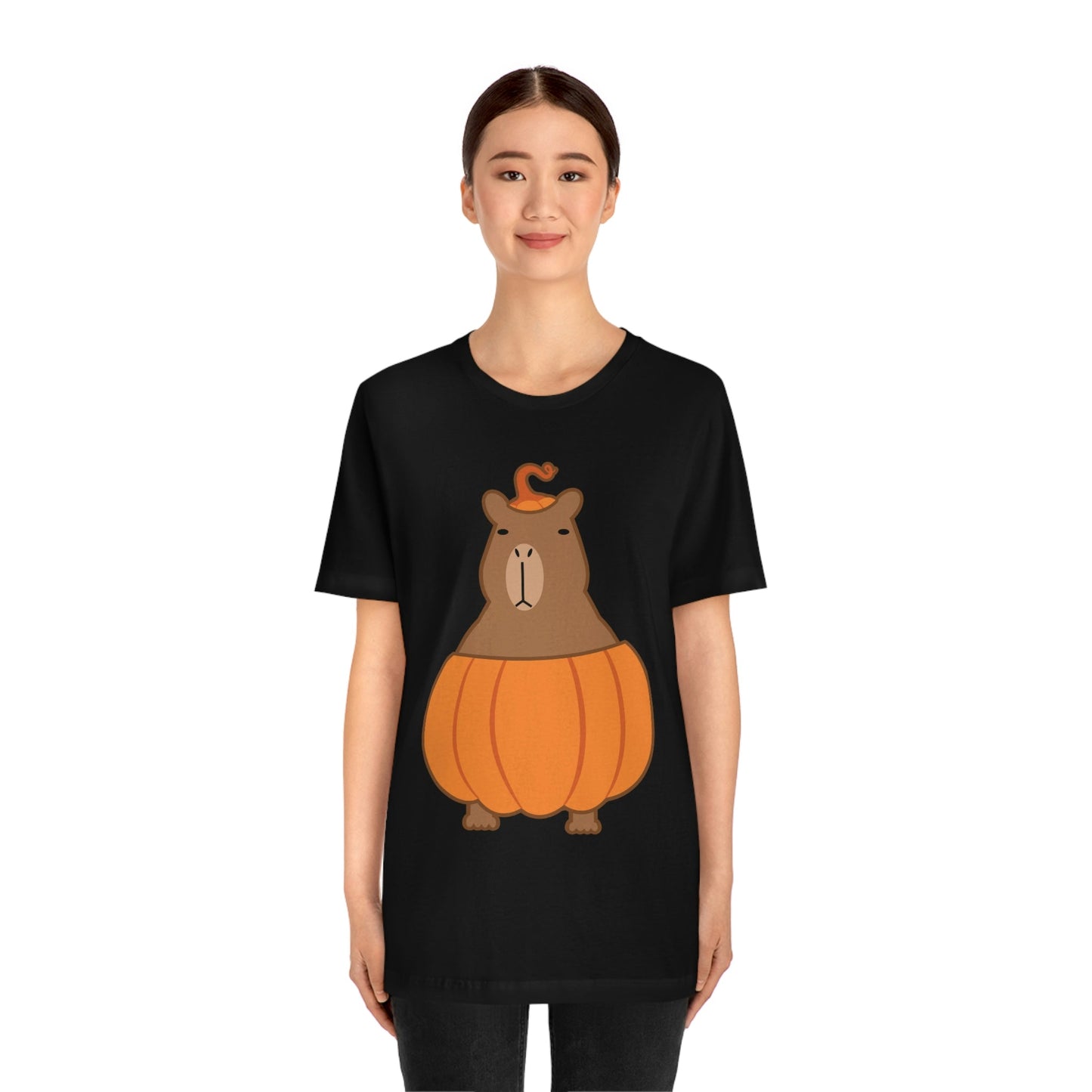 Halloween Capybara Cute October Pumpkin Art Unisex Jersey Short Sleeve T-Shirt Ichaku [Perfect Gifts Selection]