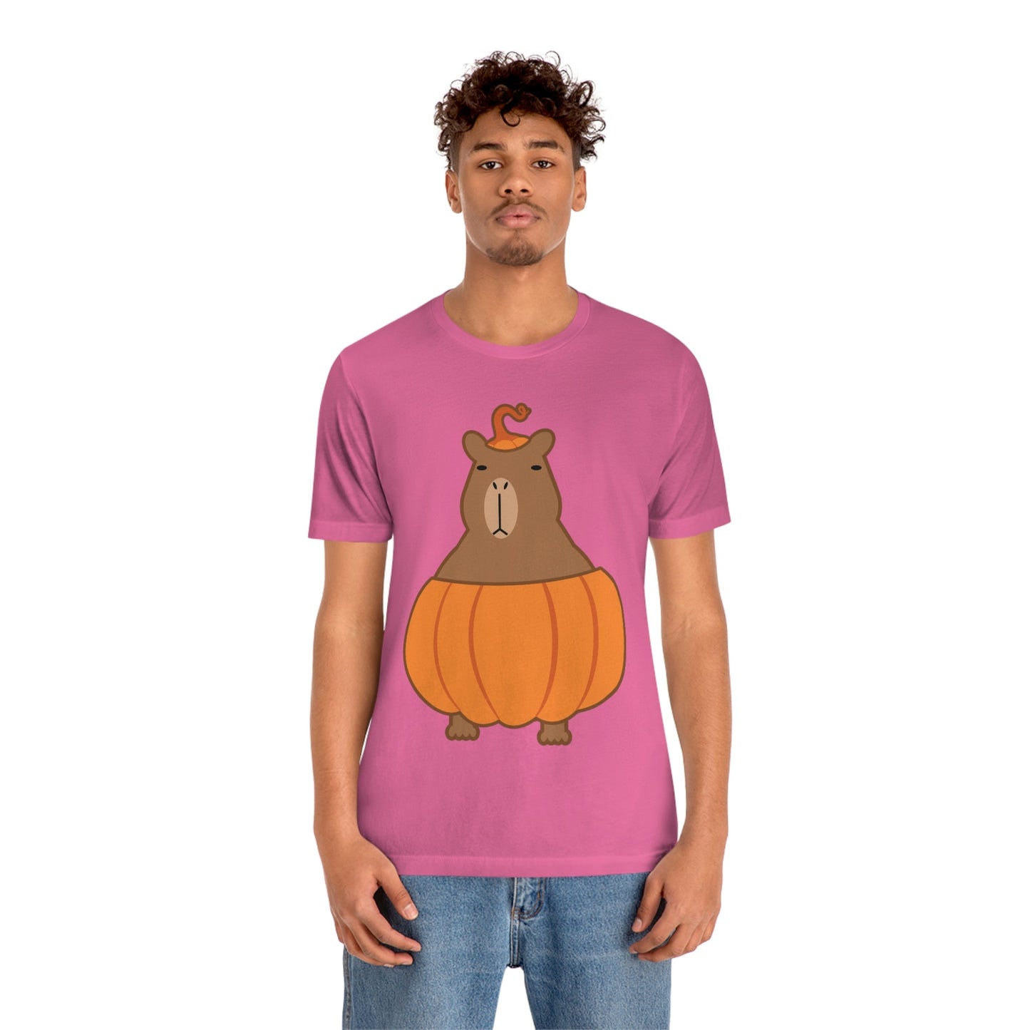 Halloween Capybara Cute October Pumpkin Art Unisex Jersey Short Sleeve T-Shirt Ichaku [Perfect Gifts Selection]