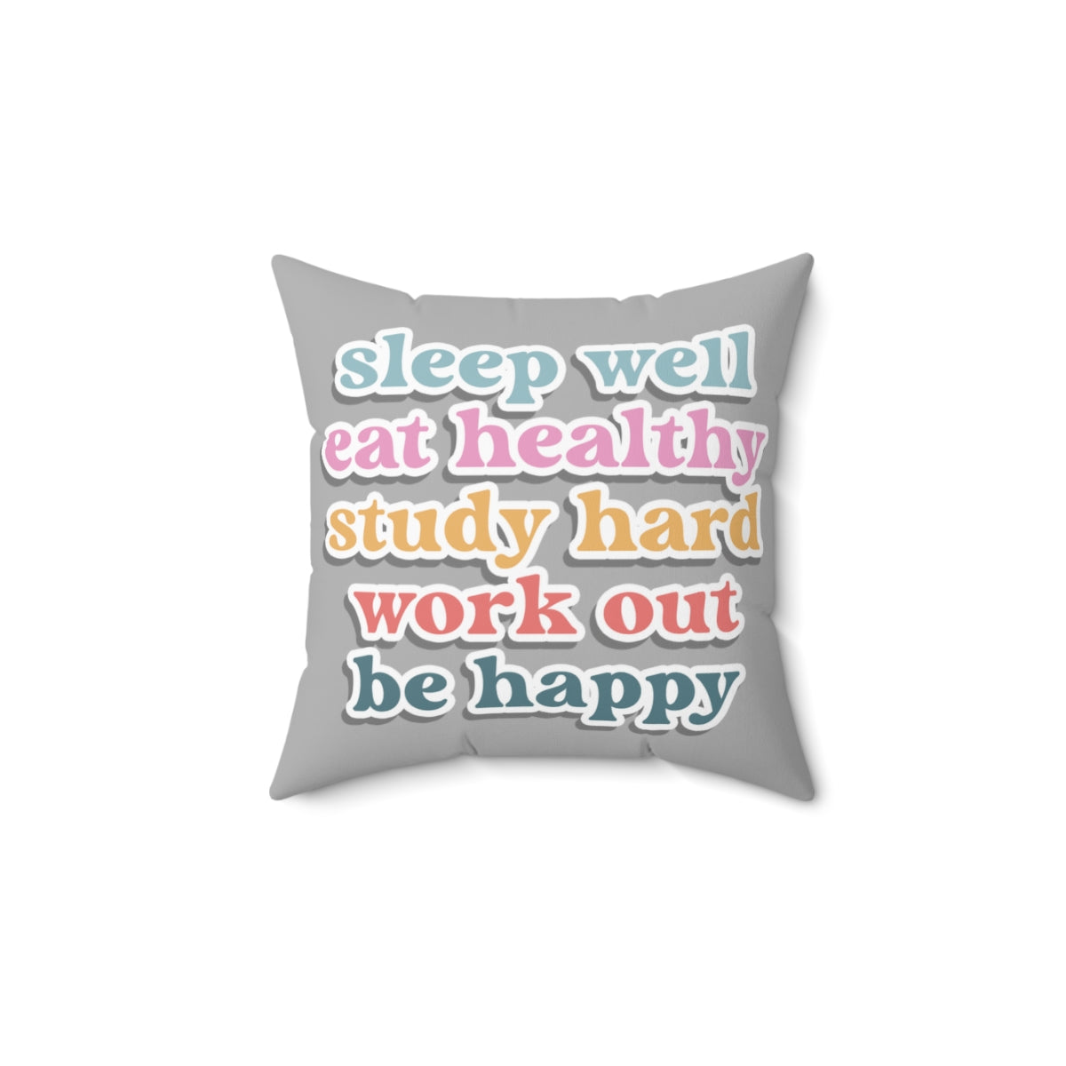 Happiness Work Life Balance Wellness Gray Spun Polyester Square Pillow Ichaku [Perfect Gifts Selection]