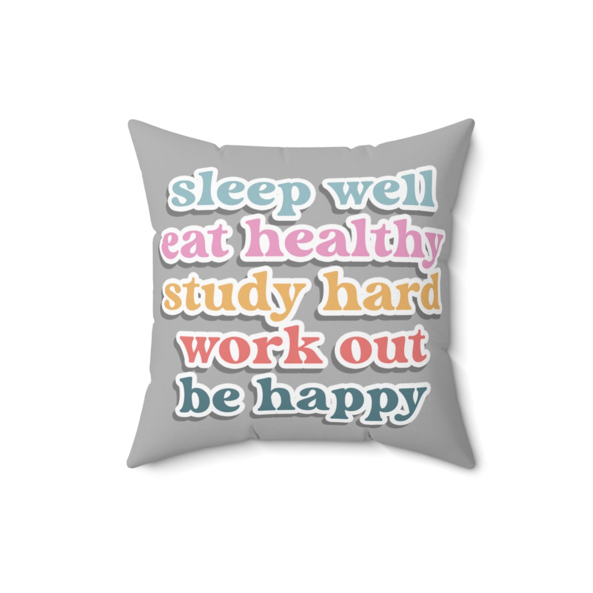 Happiness Work Life Balance Wellness Gray Spun Polyester Square Pillow Ichaku [Perfect Gifts Selection]