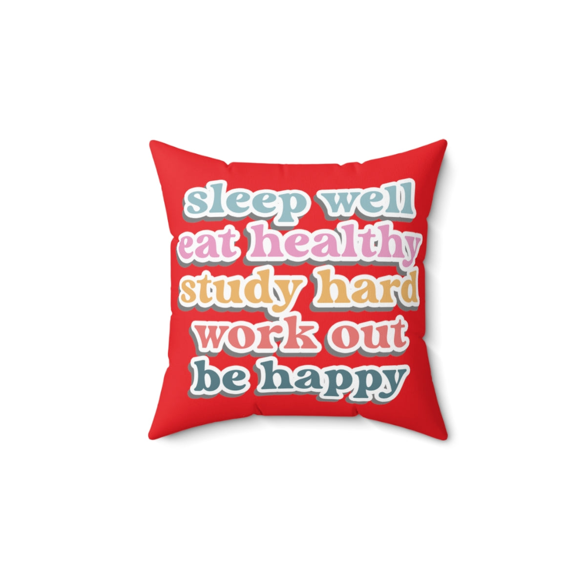 Happiness Work Life Balance Wellness Red Spun Polyester Square Pillow Ichaku [Perfect Gifts Selection]