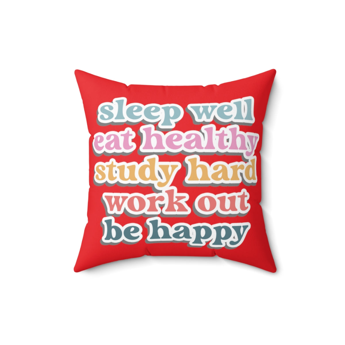 Happiness Work Life Balance Wellness Red Spun Polyester Square Pillow Ichaku [Perfect Gifts Selection]