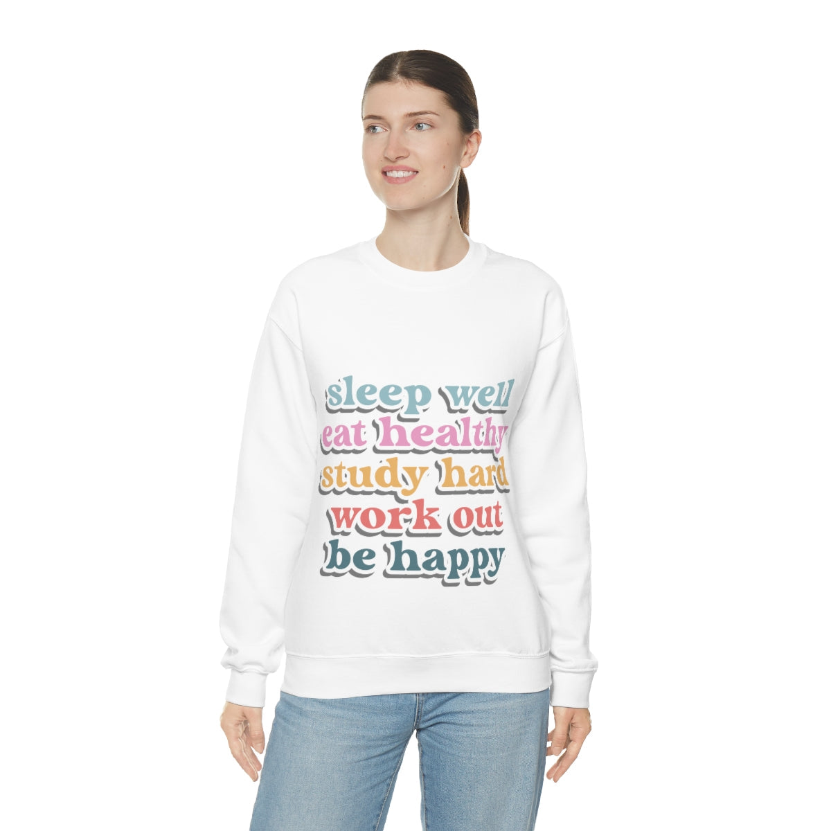 Happiness Work Life Balance Wellness Unisex Heavy Blend™ Crewneck Sweatshirt Ichaku [Perfect Gifts Selection]