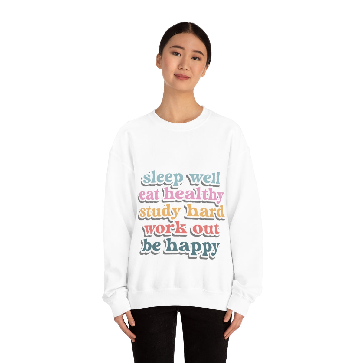 Happiness Work Life Balance Wellness Unisex Heavy Blend™ Crewneck Sweatshirt Ichaku [Perfect Gifts Selection]