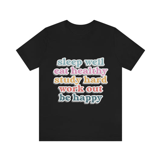 Happiness Work Life Balance Wellness Unisex Jersey Short Sleeve T-Shirt Ichaku [Perfect Gifts Selection]