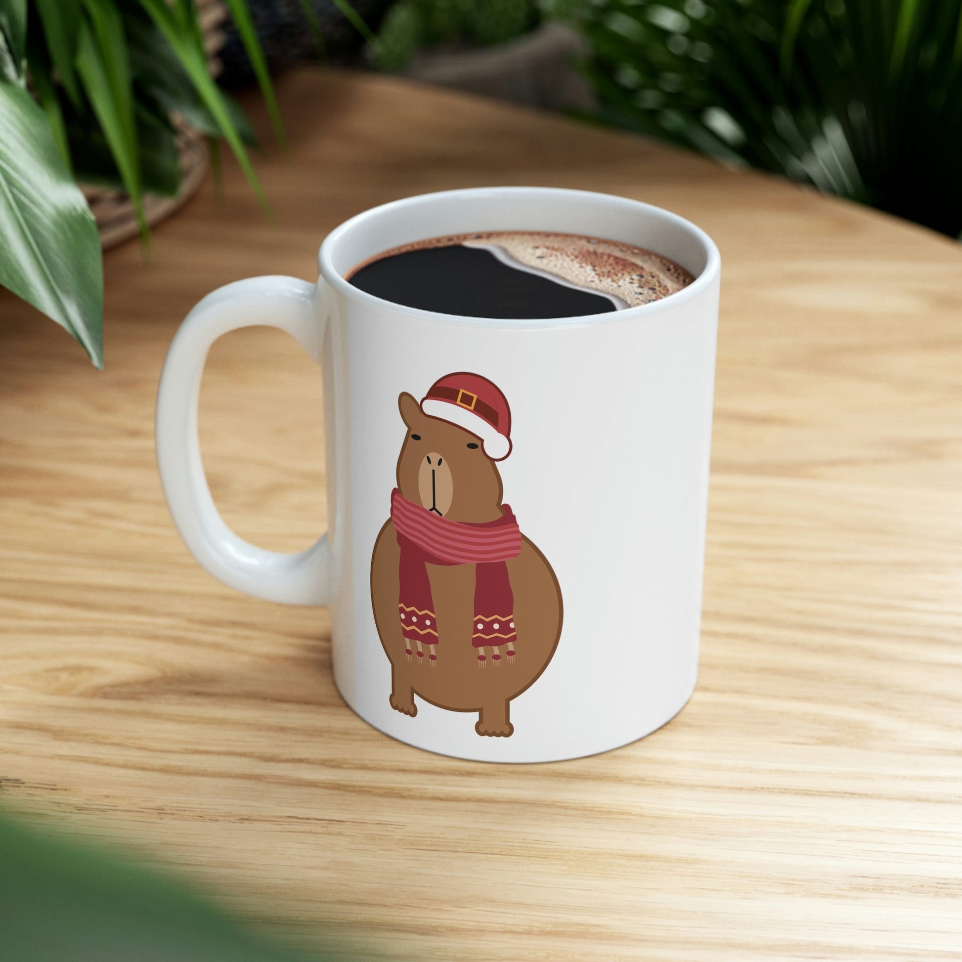 Happy Christmas Merry Xmas Capybara New Year Art Ceramic Mug 11oz Ichaku [Perfect Gifts Selection]