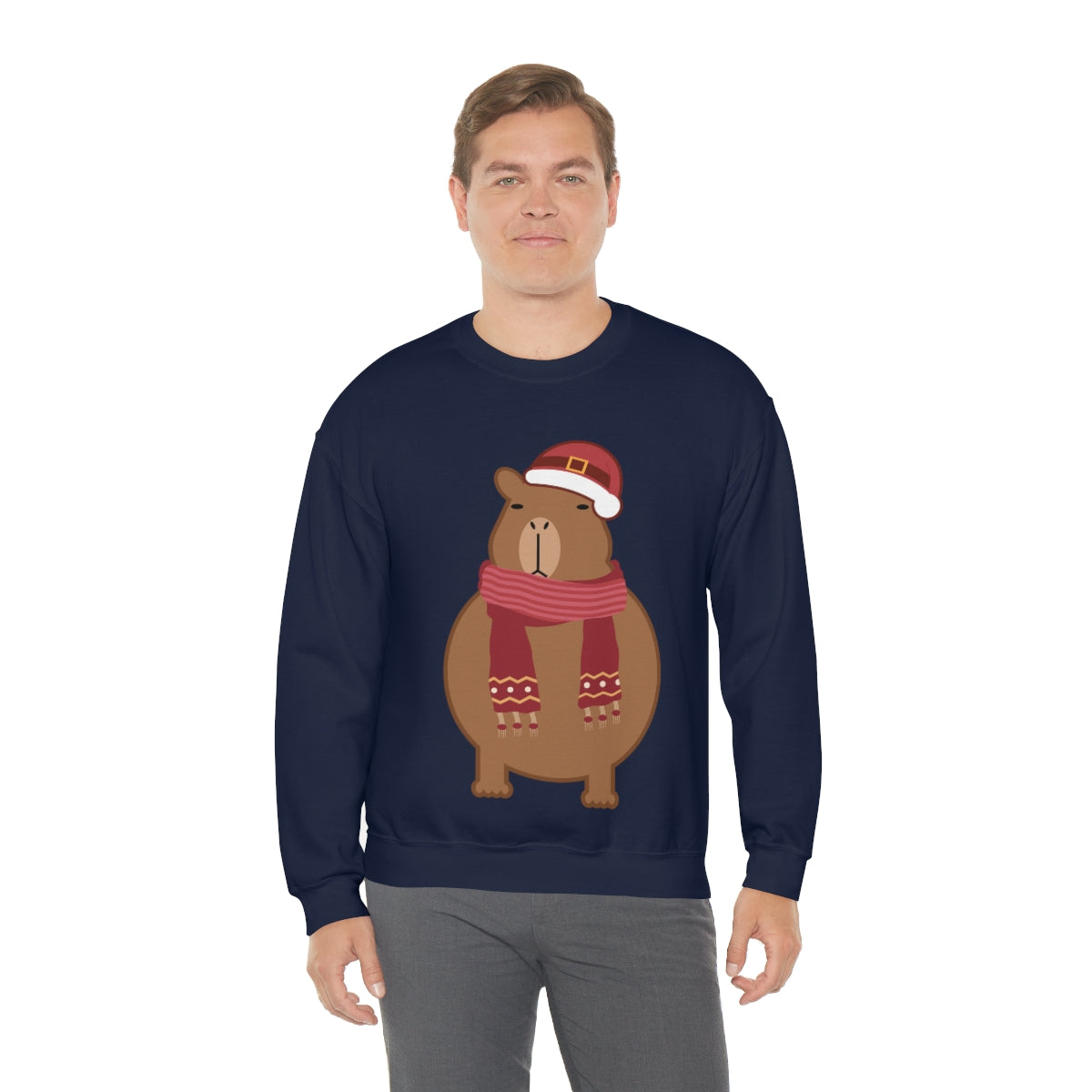 Happy Christmas Merry Xmas Capybara New Year Unisex Heavy Blend™ Crewneck Sweatshirt Ichaku [Perfect Gifts Selection]