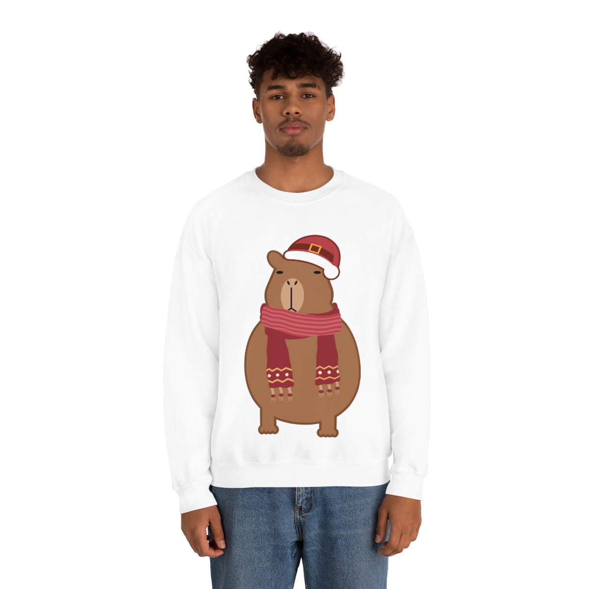 Happy Christmas Merry Xmas Capybara New Year Unisex Heavy Blend™ Crewneck Sweatshirt Ichaku [Perfect Gifts Selection]