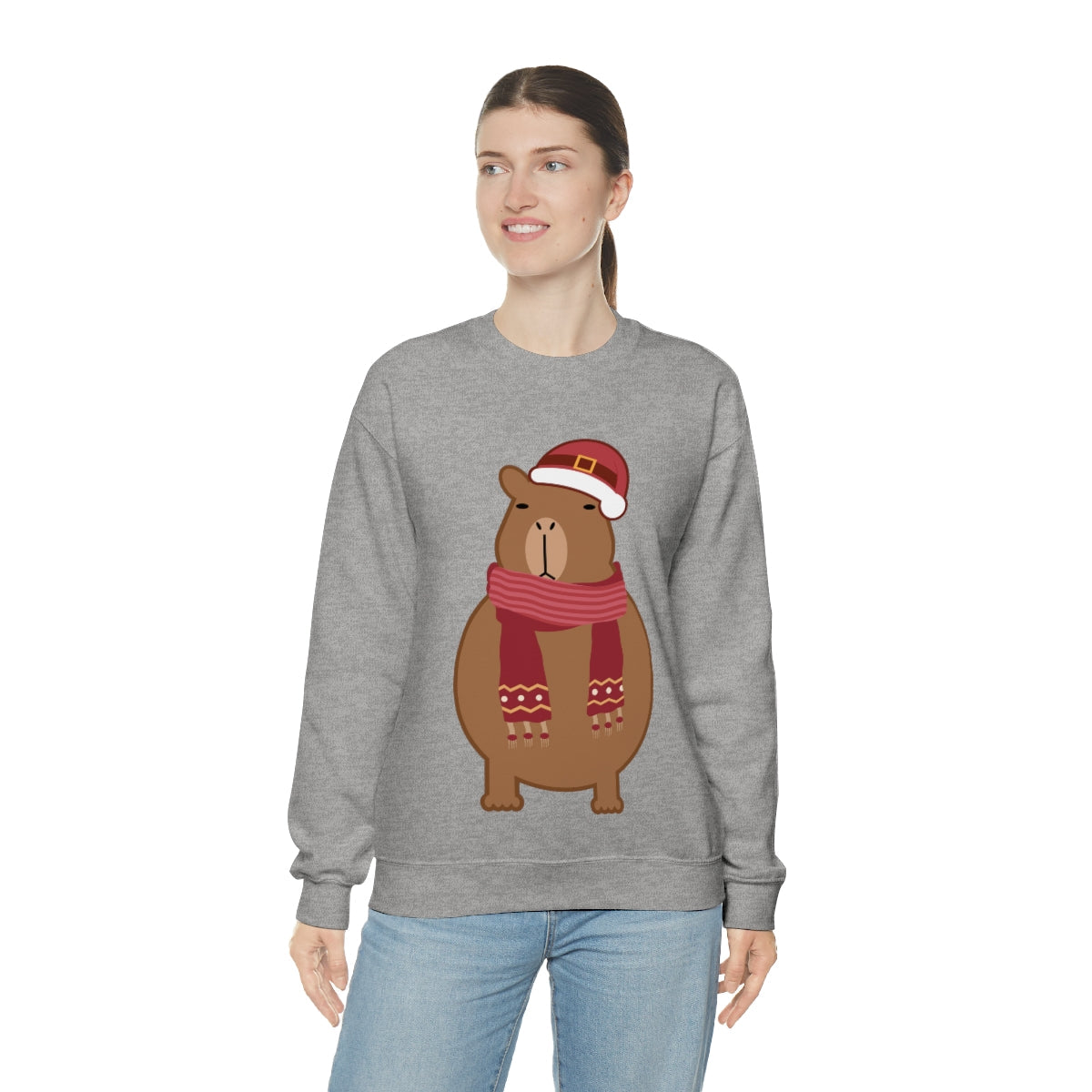 Happy Christmas Merry Xmas Capybara New Year Unisex Heavy Blend™ Crewneck Sweatshirt Ichaku [Perfect Gifts Selection]