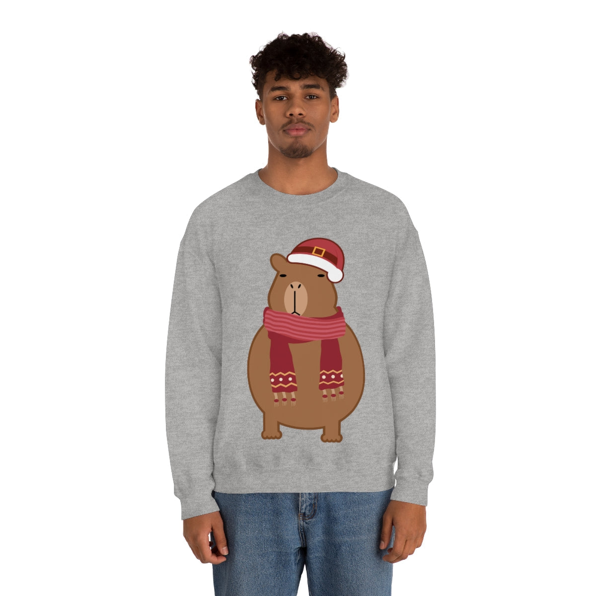 Happy Christmas Merry Xmas Capybara New Year Unisex Heavy Blend™ Crewneck Sweatshirt Ichaku [Perfect Gifts Selection]