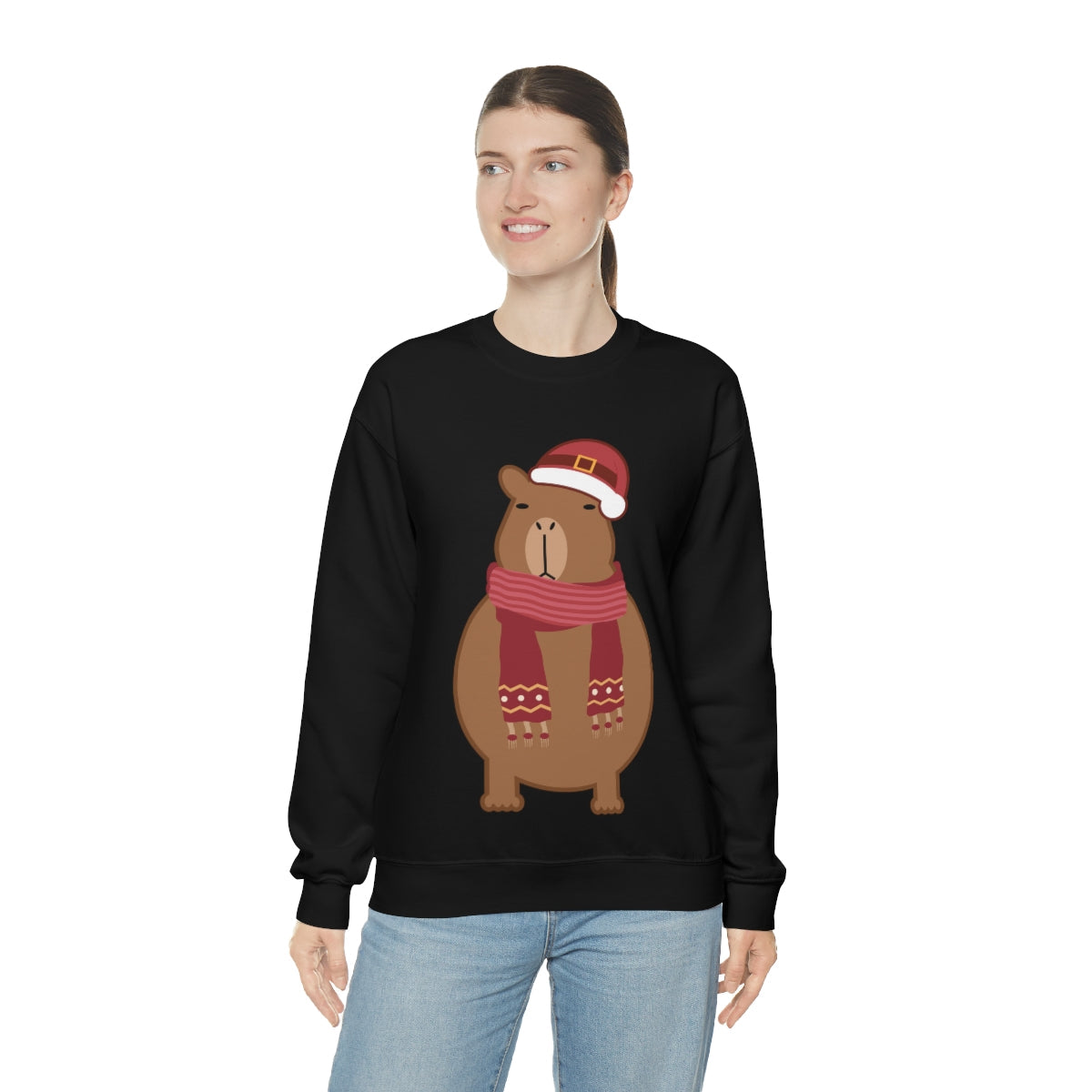 Happy Christmas Merry Xmas Capybara New Year Unisex Heavy Blend™ Crewneck Sweatshirt Ichaku [Perfect Gifts Selection]