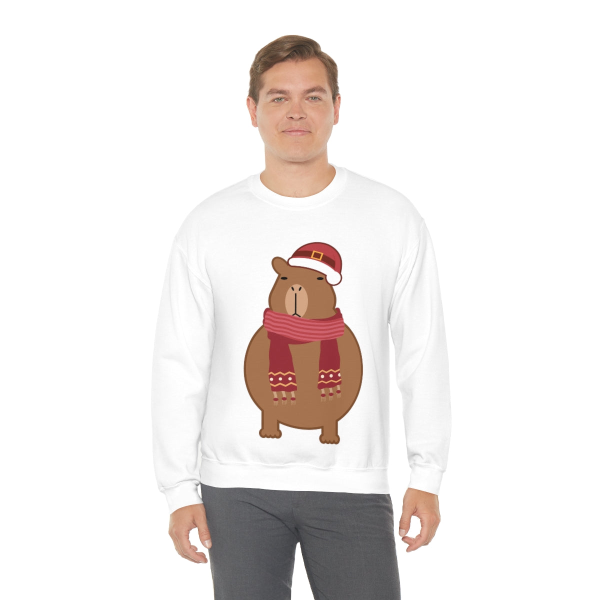 Happy Christmas Merry Xmas Capybara New Year Unisex Heavy Blend™ Crewneck Sweatshirt Ichaku [Perfect Gifts Selection]