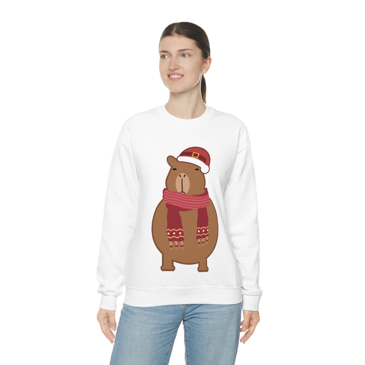 Happy Christmas Merry Xmas Capybara New Year Unisex Heavy Blend™ Crewneck Sweatshirt Ichaku [Perfect Gifts Selection]