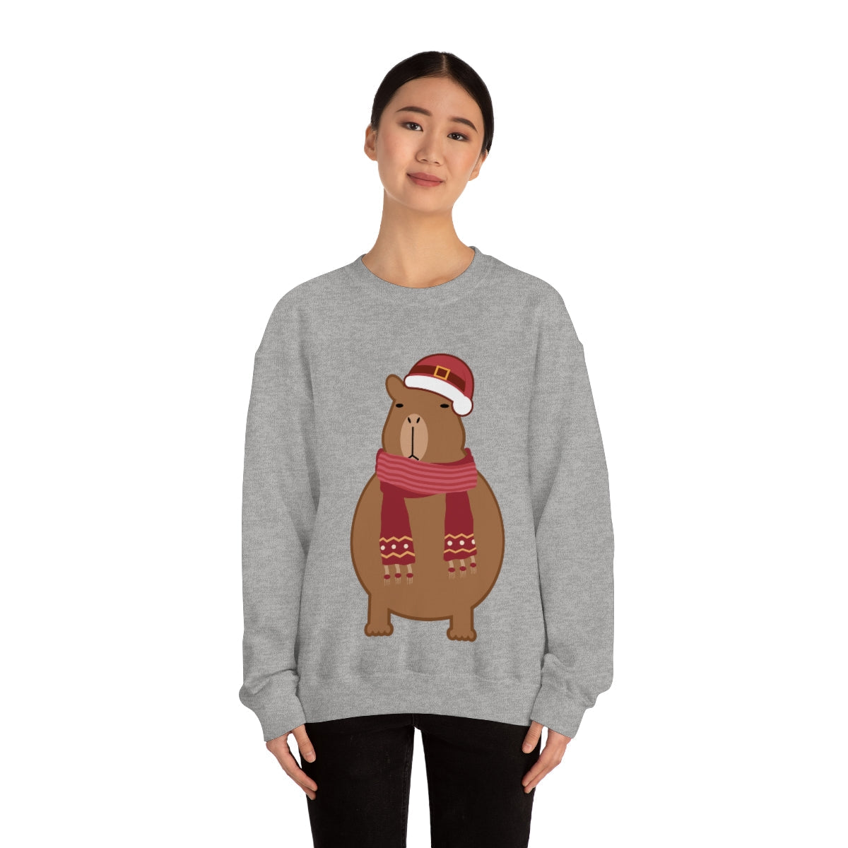 Happy Christmas Merry Xmas Capybara New Year Unisex Heavy Blend™ Crewneck Sweatshirt Ichaku [Perfect Gifts Selection]