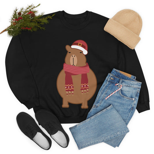 Happy Christmas Merry Xmas Capybara New Year Unisex Heavy Blend™ Crewneck Sweatshirt Ichaku [Perfect Gifts Selection]