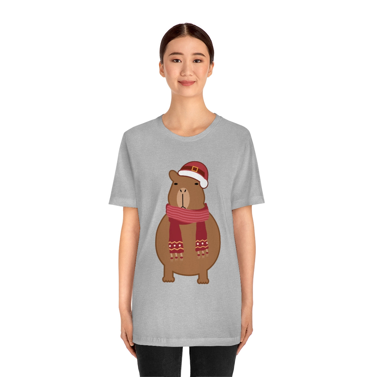 Happy Christmas Merry Xmas Capybara New Year Unisex Jersey Short Sleeve T-Shirt Ichaku [Perfect Gifts Selection]