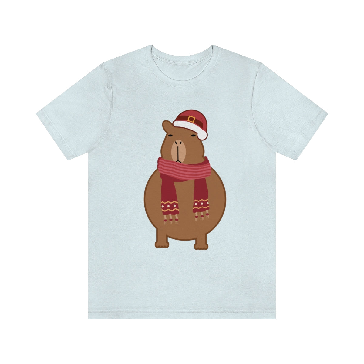 Happy Christmas Merry Xmas Capybara New Year Unisex Jersey Short Sleeve T-Shirt Ichaku [Perfect Gifts Selection]