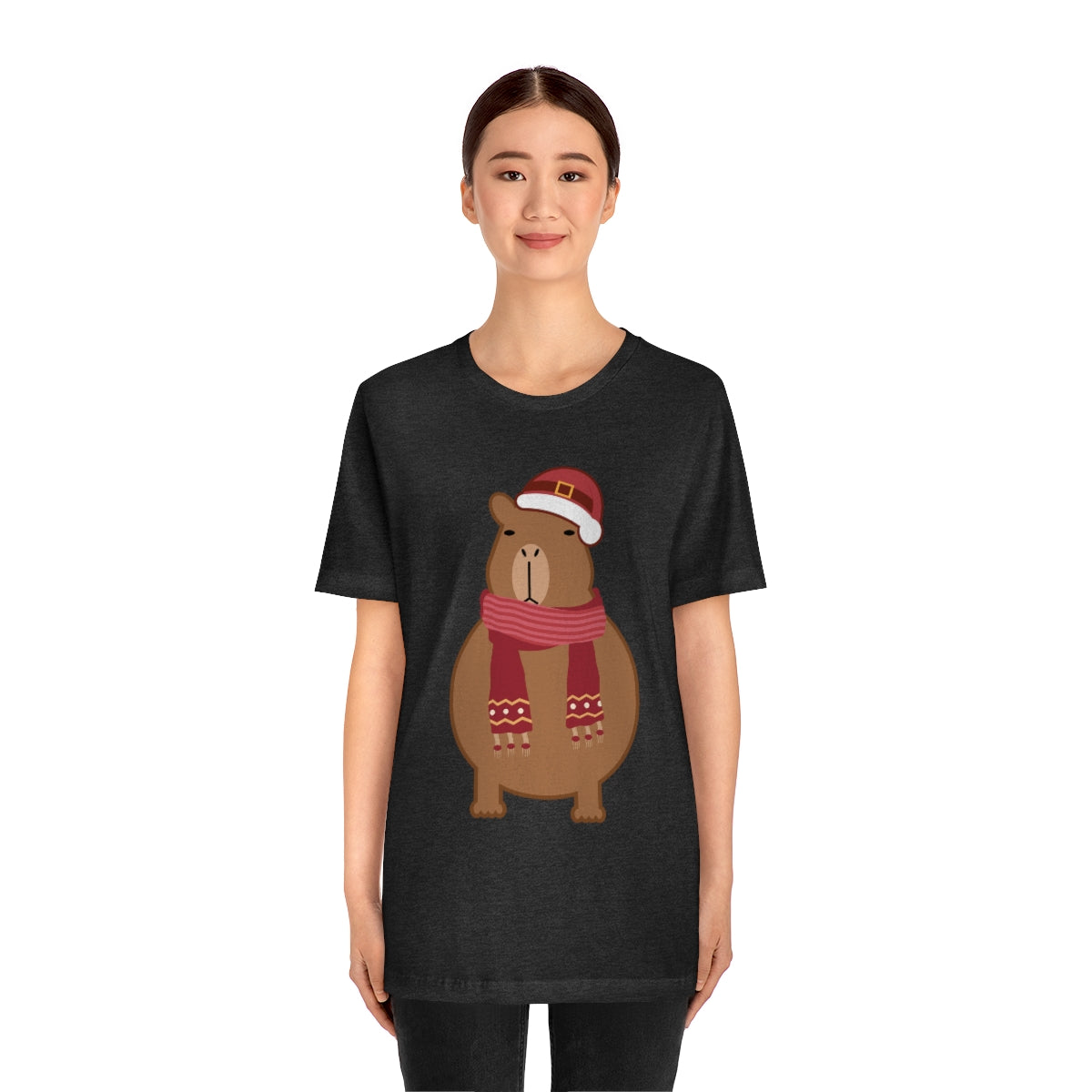 Happy Christmas Merry Xmas Capybara New Year Unisex Jersey Short Sleeve T-Shirt Ichaku [Perfect Gifts Selection]
