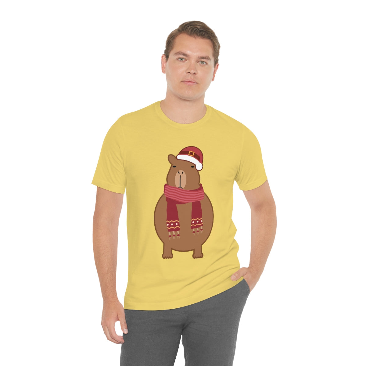 Happy Christmas Merry Xmas Capybara New Year Unisex Jersey Short Sleeve T-Shirt Ichaku [Perfect Gifts Selection]