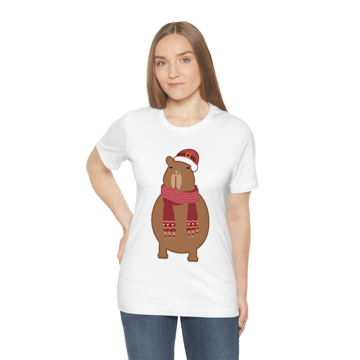 Happy Christmas Merry Xmas Capybara New Year Unisex Jersey Short Sleeve T-Shirt Ichaku [Perfect Gifts Selection]