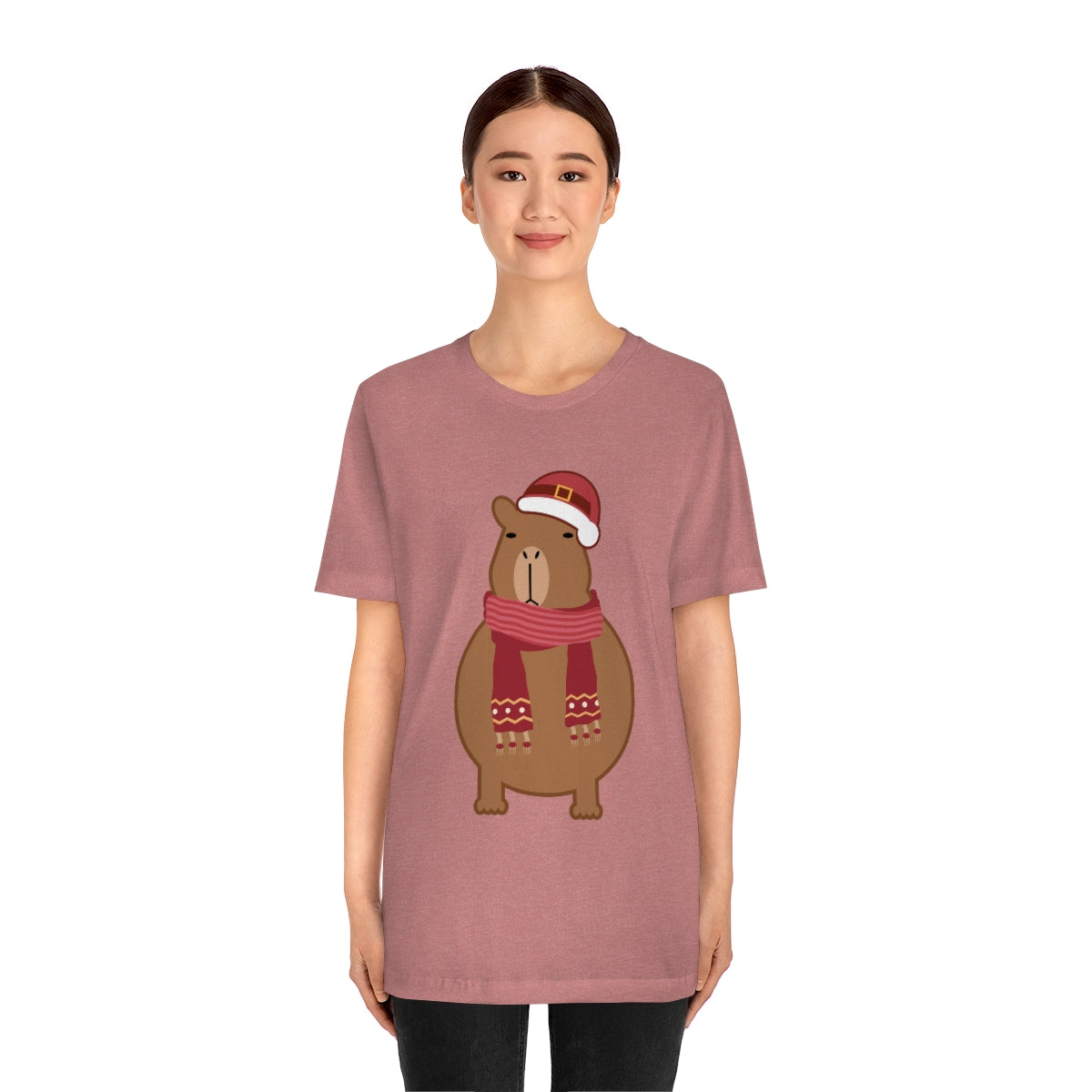 Happy Christmas Merry Xmas Capybara New Year Unisex Jersey Short Sleeve T-Shirt Ichaku [Perfect Gifts Selection]