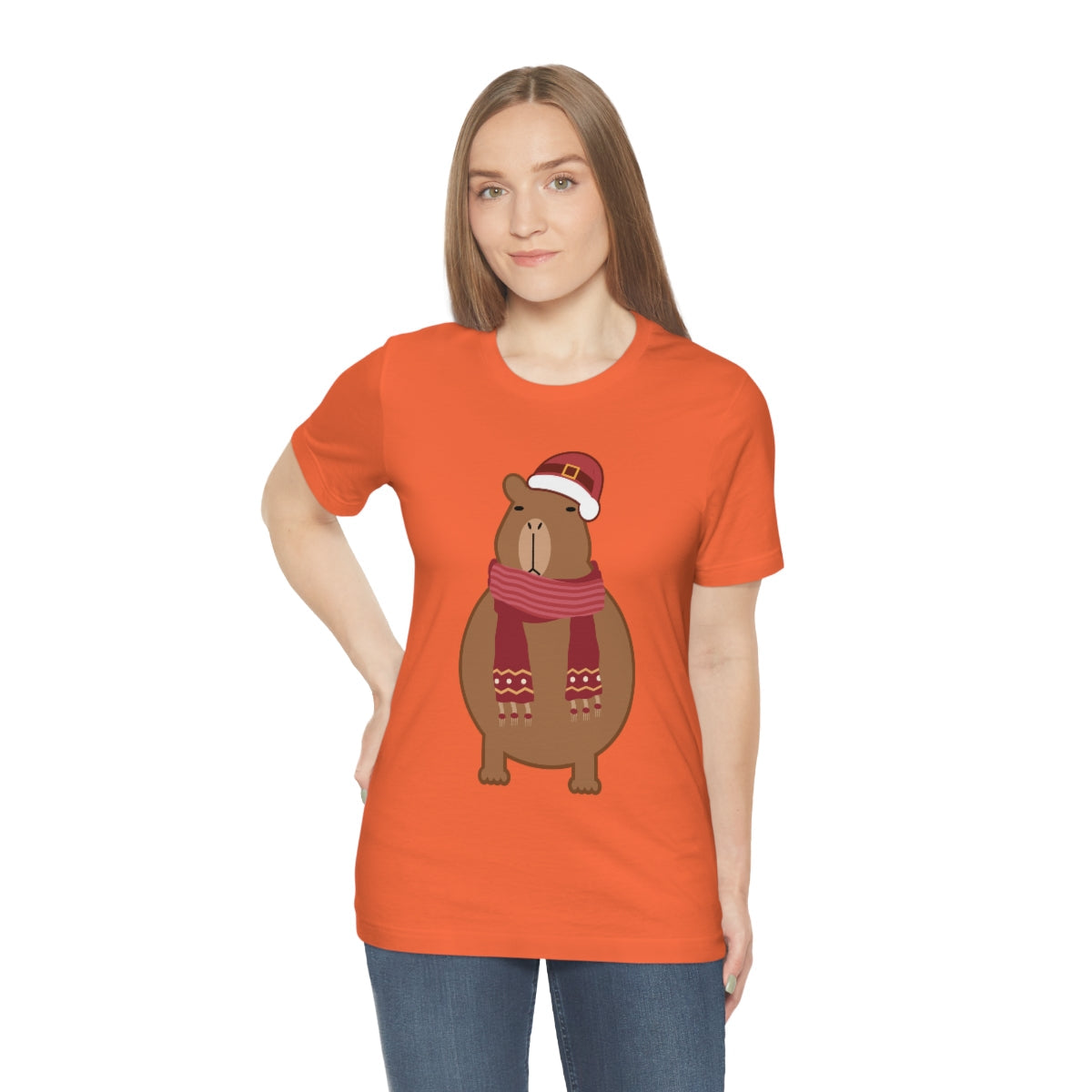 Happy Christmas Merry Xmas Capybara New Year Unisex Jersey Short Sleeve T-Shirt Ichaku [Perfect Gifts Selection]