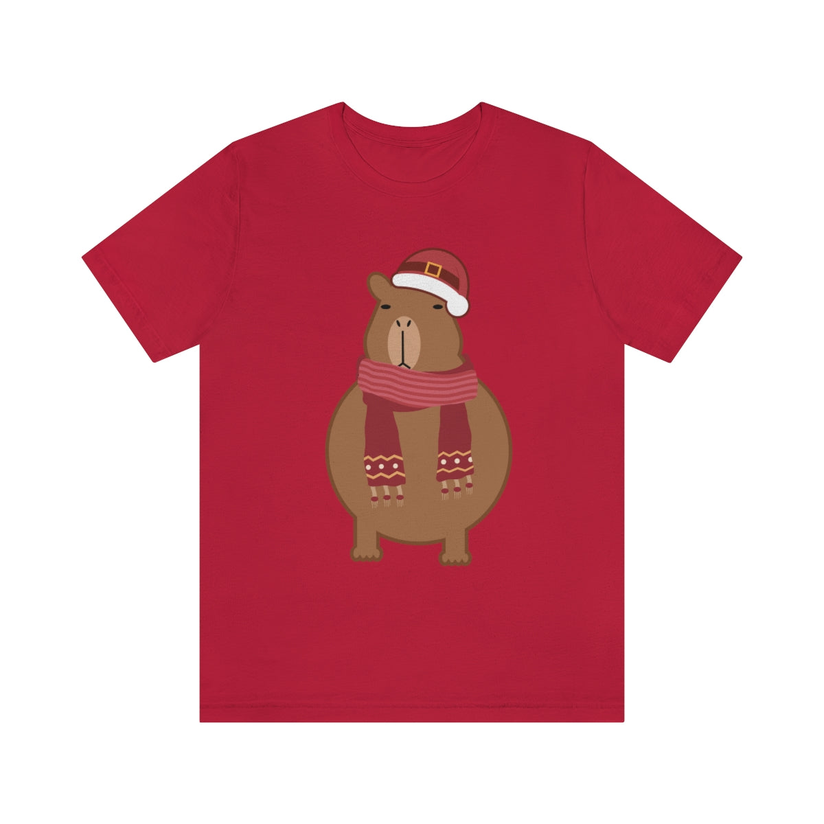 Happy Christmas Merry Xmas Capybara New Year Unisex Jersey Short Sleeve T-Shirt Ichaku [Perfect Gifts Selection]