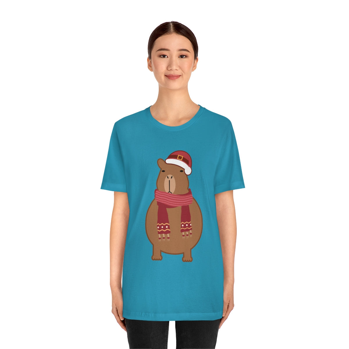 Happy Christmas Merry Xmas Capybara New Year Unisex Jersey Short Sleeve T-Shirt Ichaku [Perfect Gifts Selection]