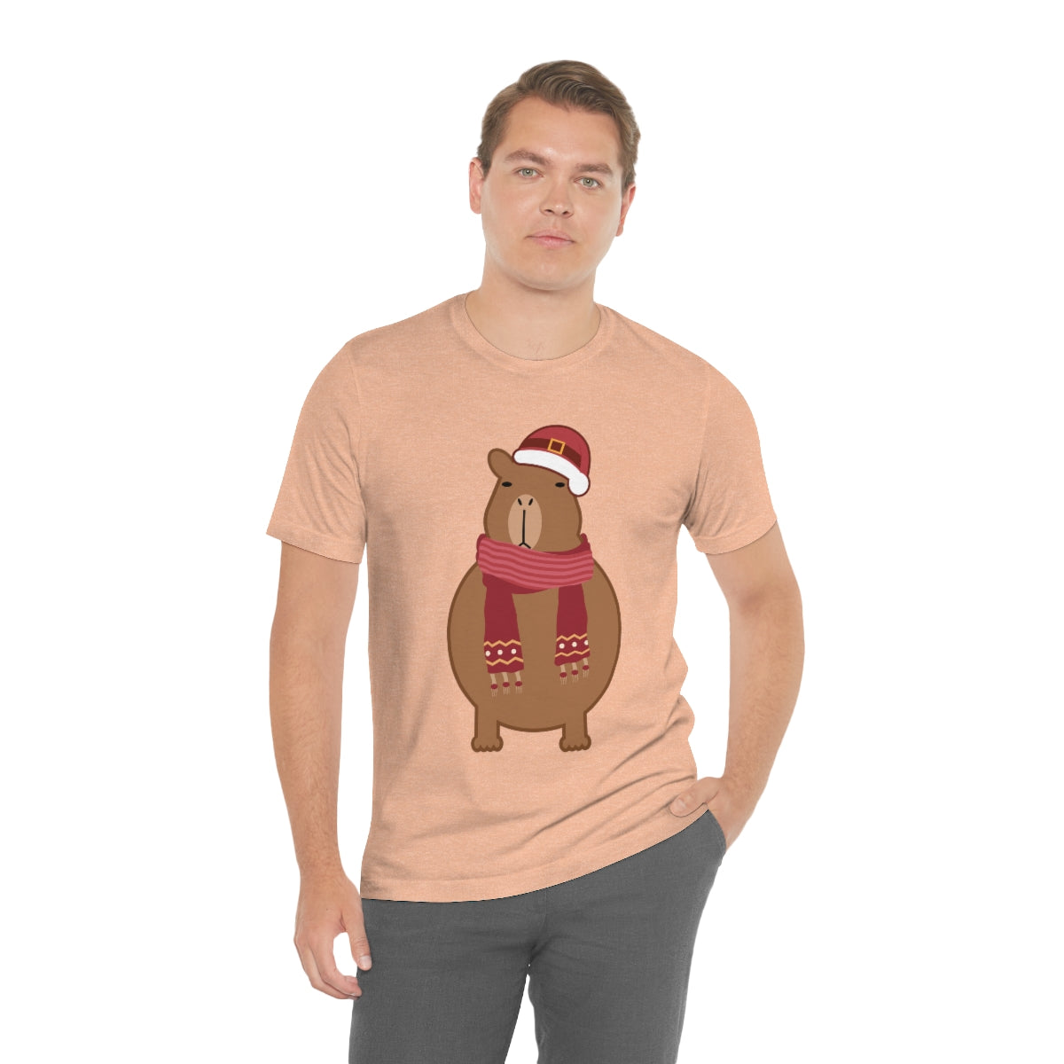 Happy Christmas Merry Xmas Capybara New Year Unisex Jersey Short Sleeve T-Shirt Ichaku [Perfect Gifts Selection]