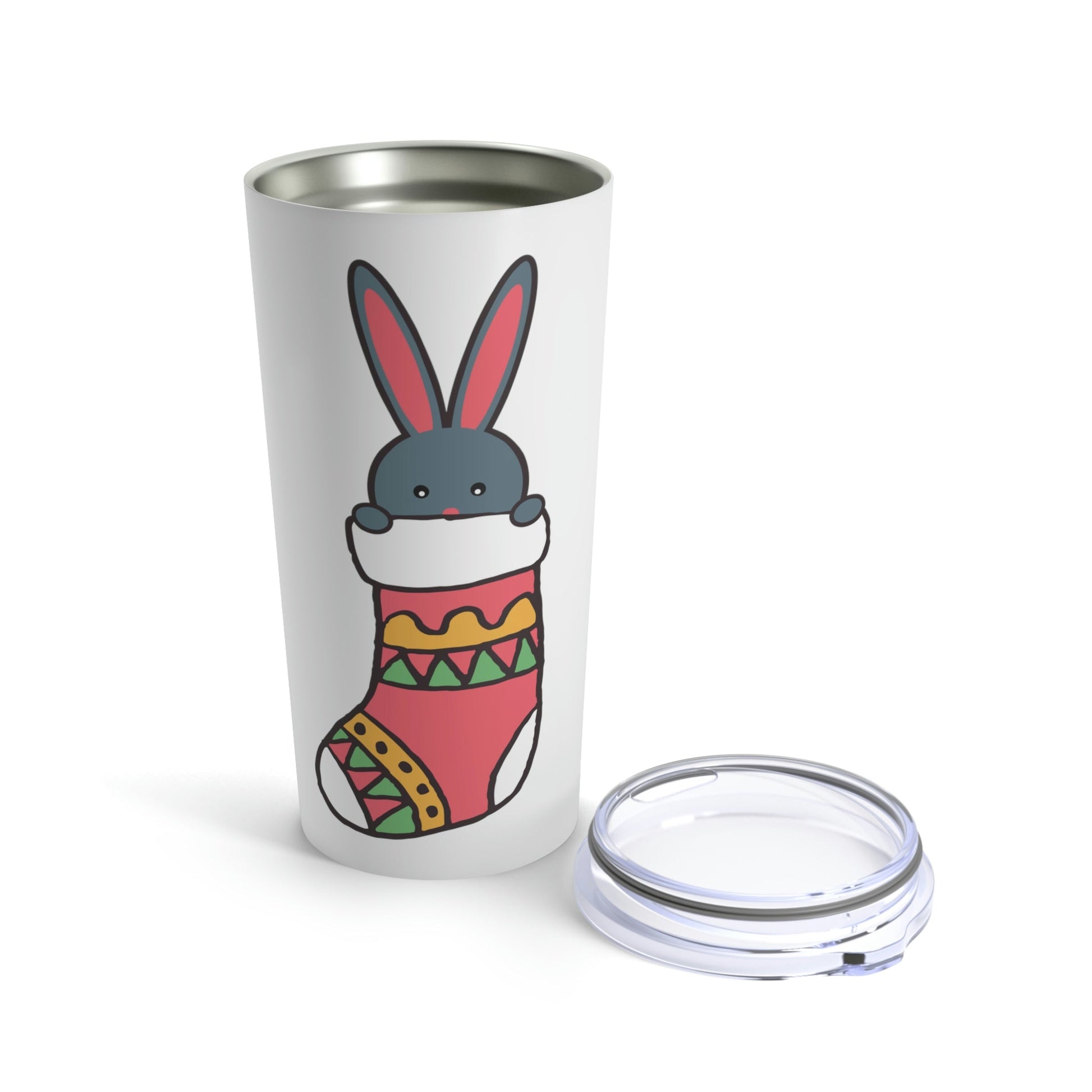 Happy New Year Bunny Christmas Gift Stainless Steel Hot or Cold Vacuum Tumbler 20oz Ichaku [Perfect Gifts Selection]