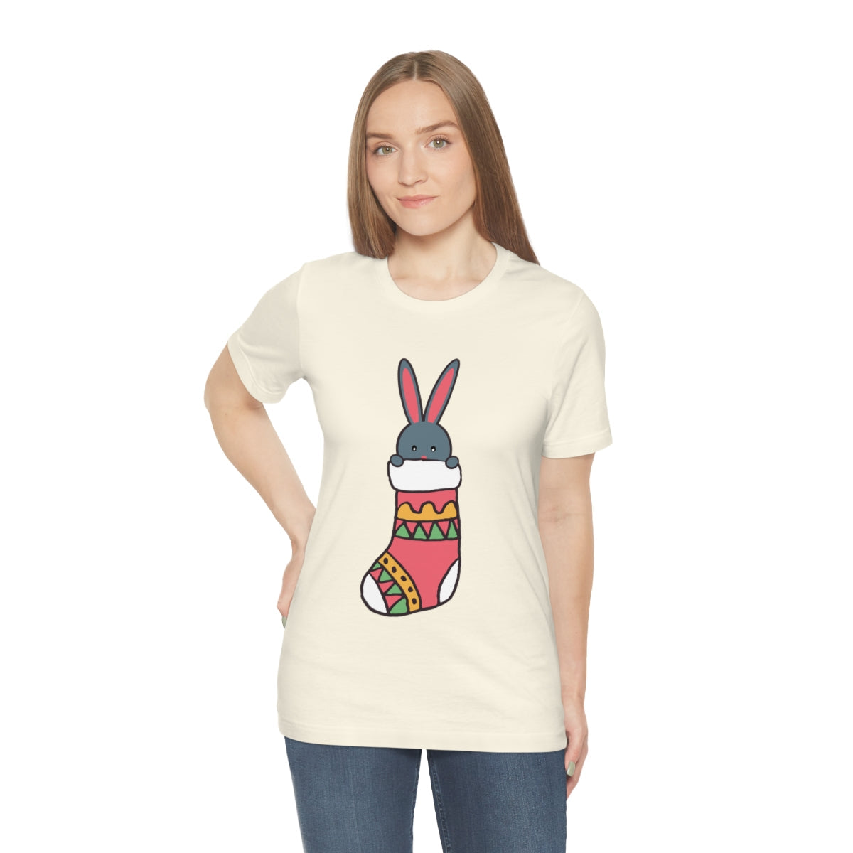 Happy New Year Bunny Christmas Gift Unisex Jersey Short Sleeve T-Shirt Ichaku [Perfect Gifts Selection]