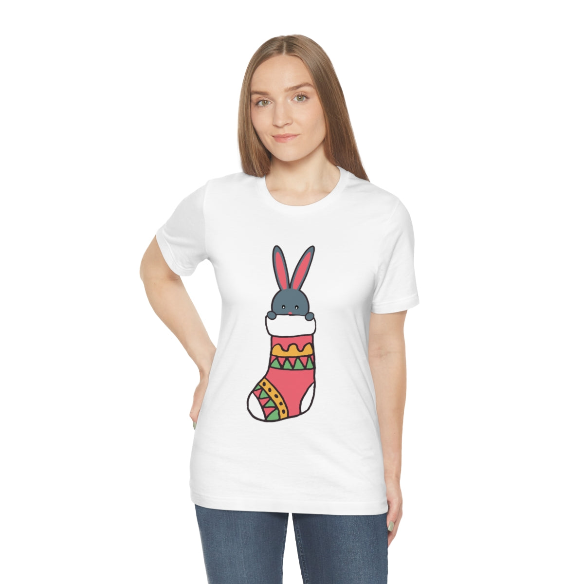 Happy New Year Bunny Christmas Gift Unisex Jersey Short Sleeve T-Shirt Ichaku [Perfect Gifts Selection]