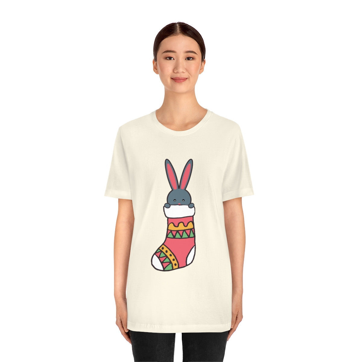 Happy New Year Bunny Christmas Gift Unisex Jersey Short Sleeve T-Shirt Ichaku [Perfect Gifts Selection]