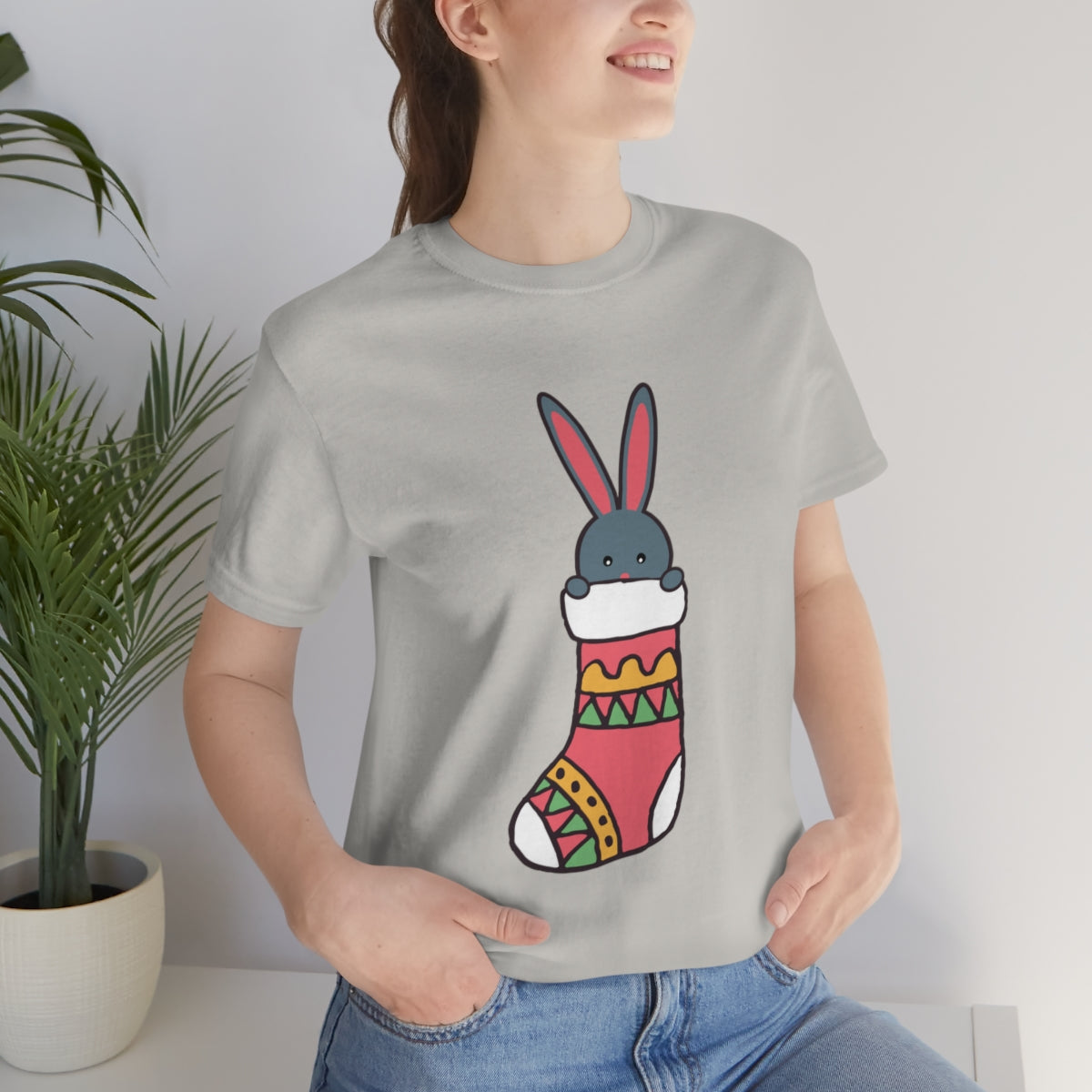 Happy New Year Bunny Christmas Gift Unisex Jersey Short Sleeve T-Shirt Ichaku [Perfect Gifts Selection]