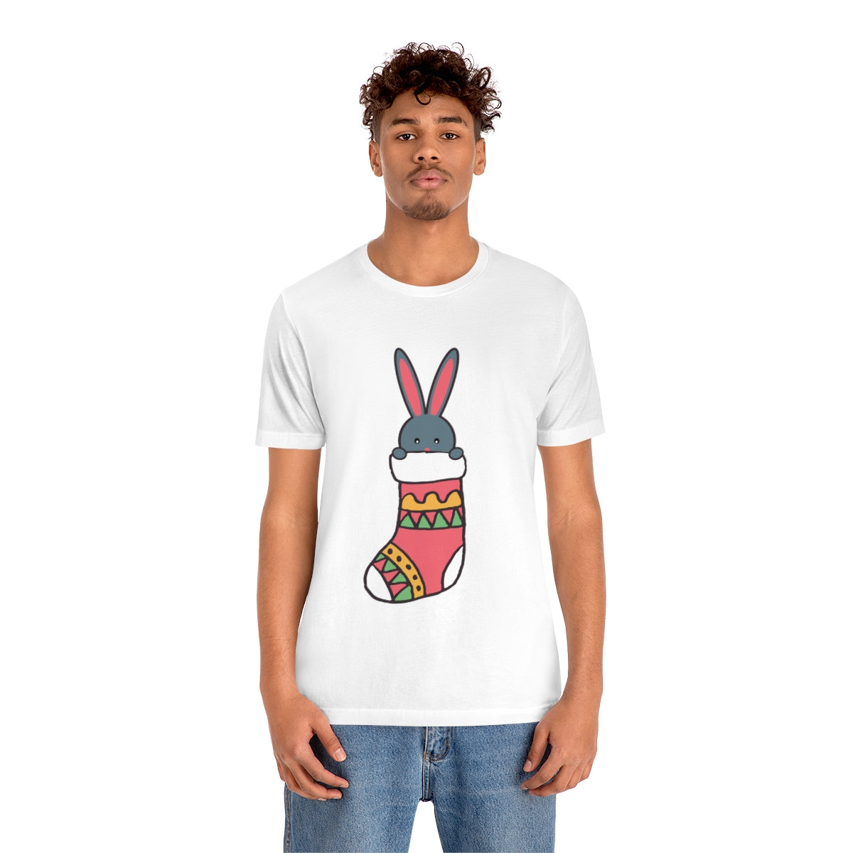 Happy New Year Bunny Christmas Gift Unisex Jersey Short Sleeve T-Shirt Ichaku [Perfect Gifts Selection]